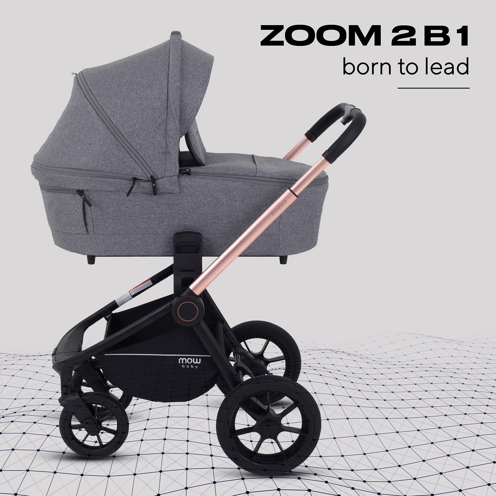 Коляска 2в1 MOWbaby Zoom серый - фото 1