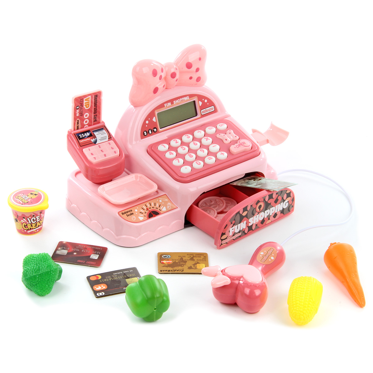 Игровой набор Veld Co тележки и корзинки, прилавок, касса, продукты - фото 1