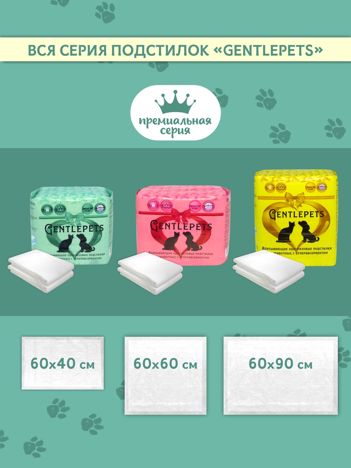 Пеленки для животных Gentlepets впитывающие одноразовые с суперабсорбентом 60x40 см 15 шт - фото 5