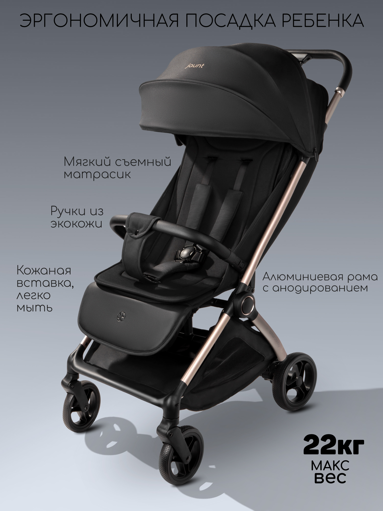 Коляска прогулочная Amarobaby Jaunt черный - фото 7