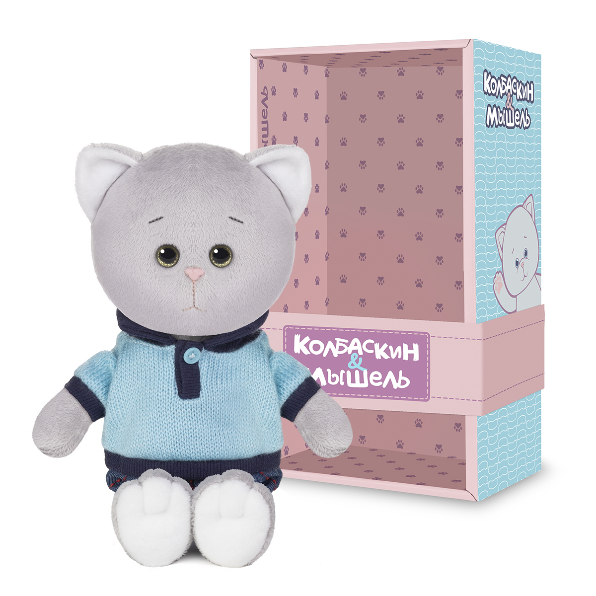 Игрушка мягкая Колбаскин и Мышель котик Колбаскин&Мышель 20 см - фото 1