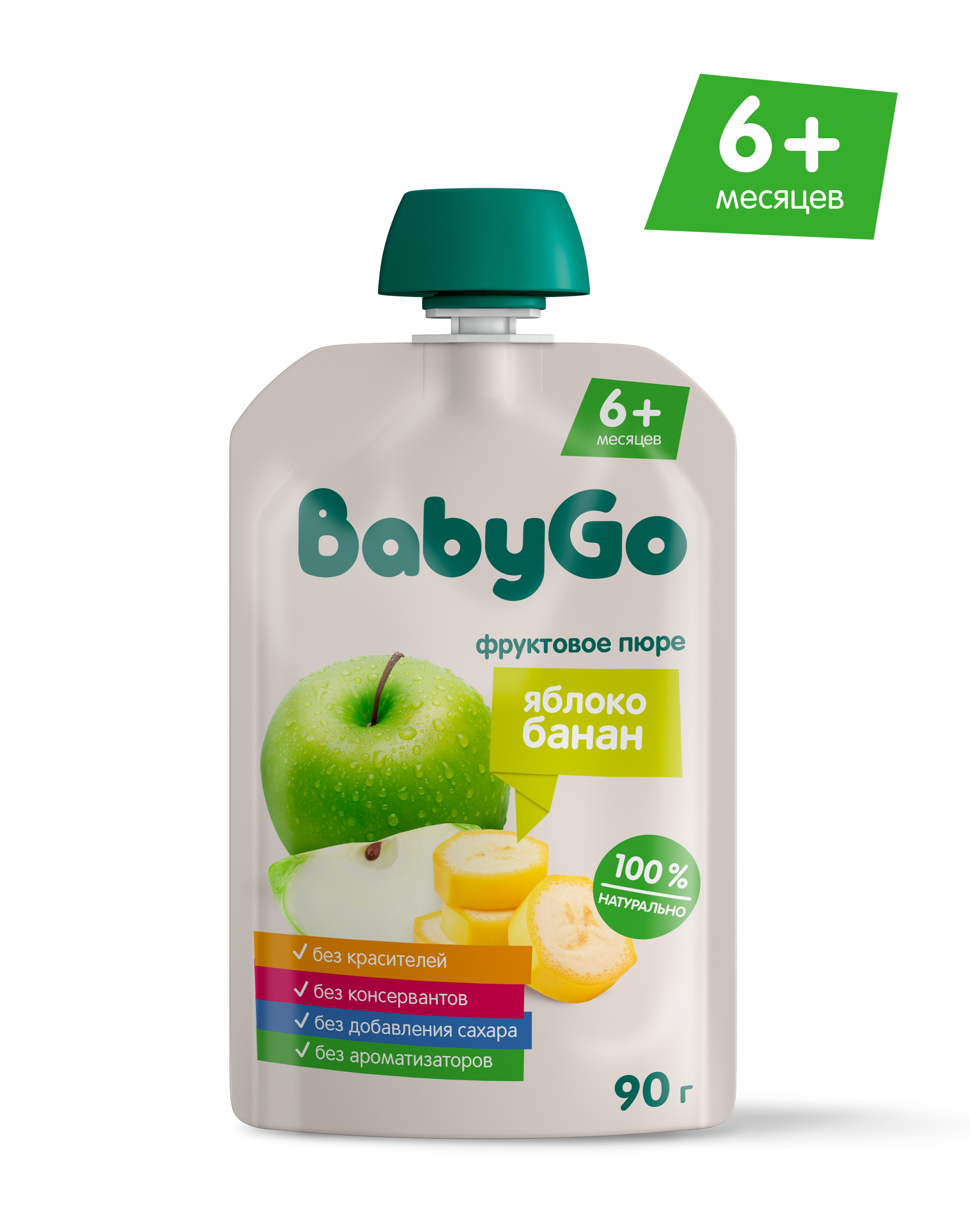 Пюре BabyGo Яблоко-банан с 6 мес 90 г - фото 1