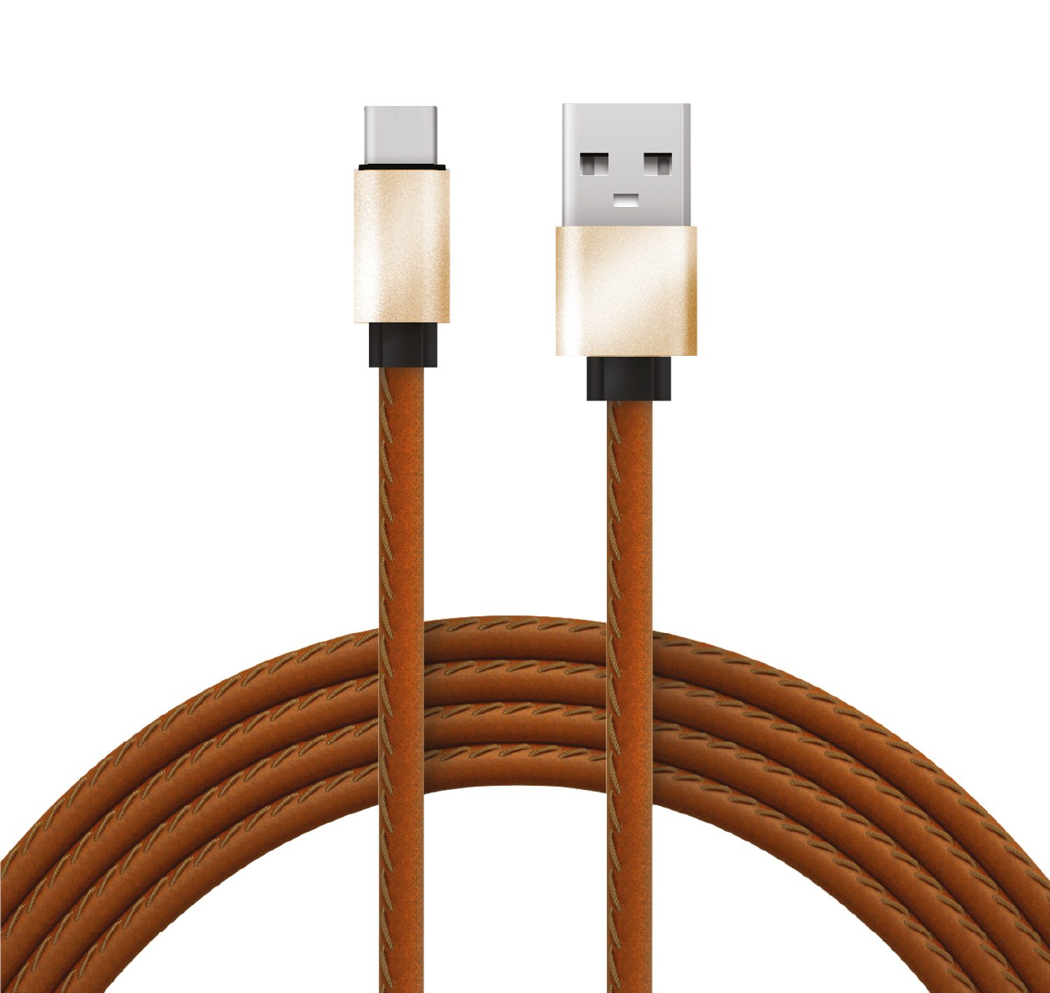Кабель REXANT USB - Type-C 1 метр в коричневой кожаной оплетке - фото 1