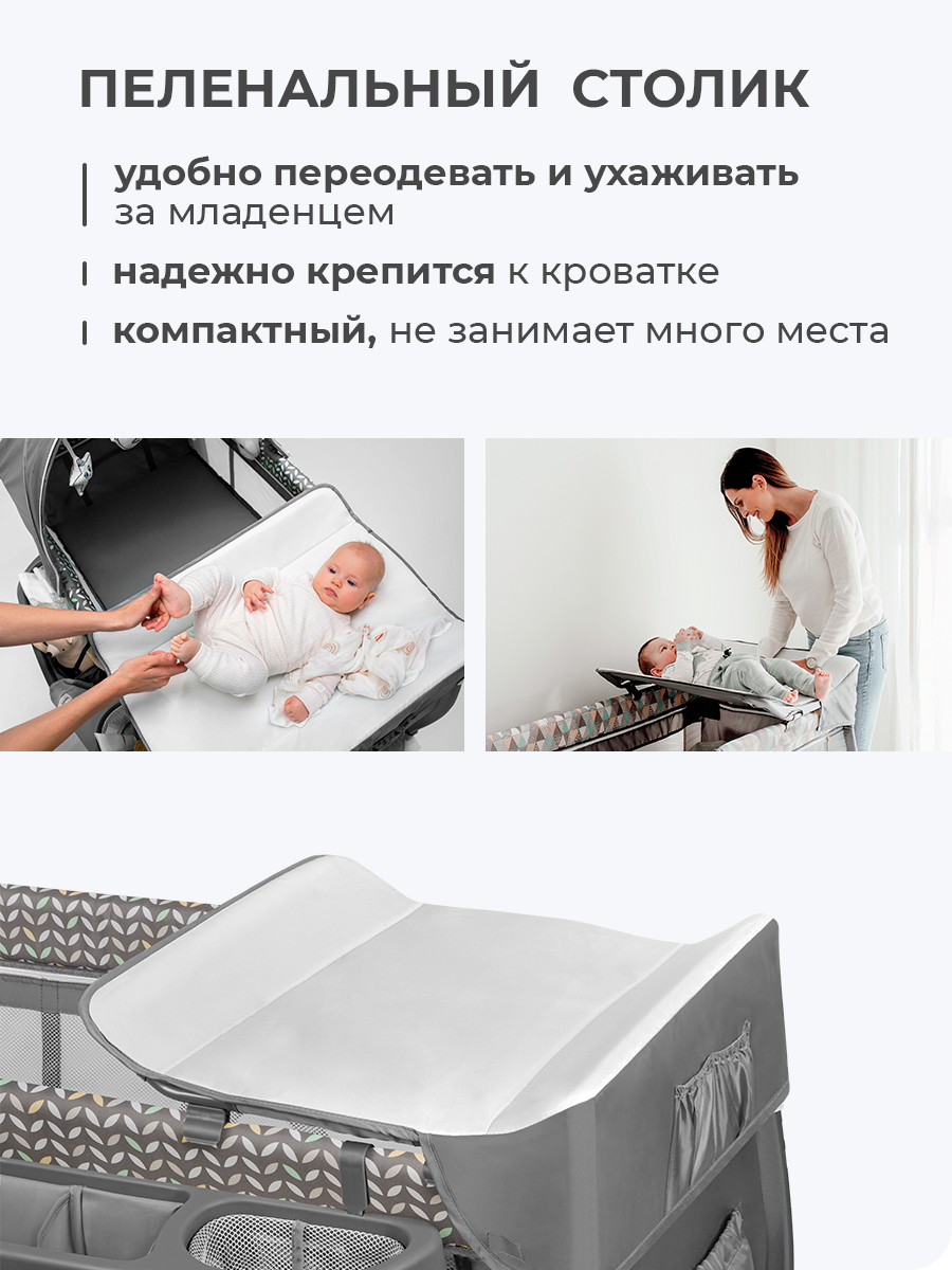 Кровать манеж Lionelo Sven Plus Grey Scandi LO-SVEN PLUS GREY SCANDI - фото 3