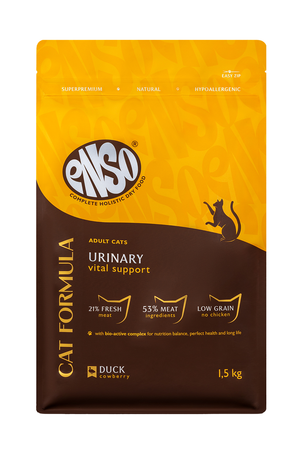 Корм сухой полнорационный для кошек ENSO Cat formula Urinary для профилактики мочекаменной болезни со свежей уткой 1.5кг - фото 1