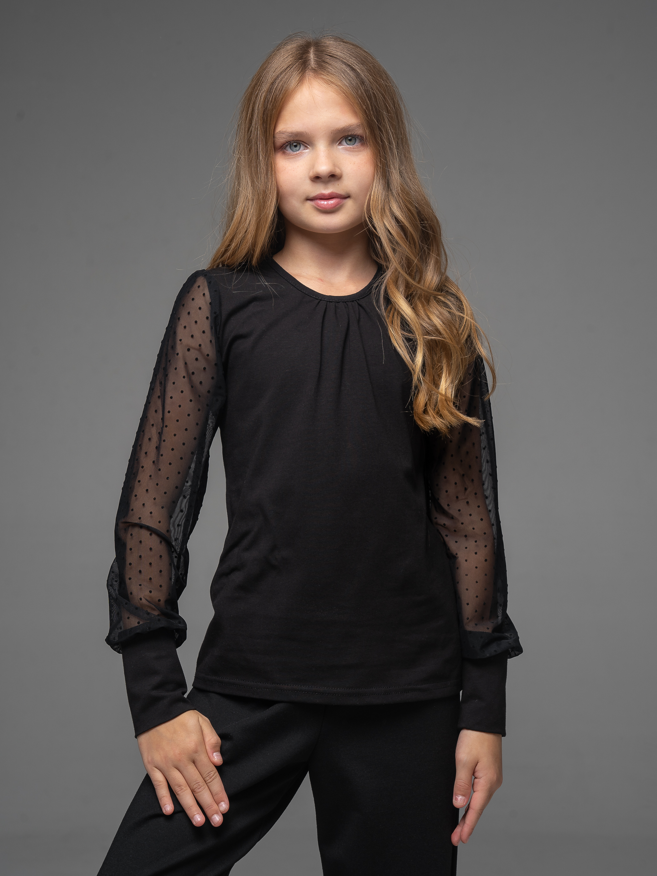 Изображение товара Школьная блузка Looklie 140 с длинным рукавом из сетки для девочки Изображение товара Школьная блузка Looklie 140 с длинным рукавом из сетки для девочки