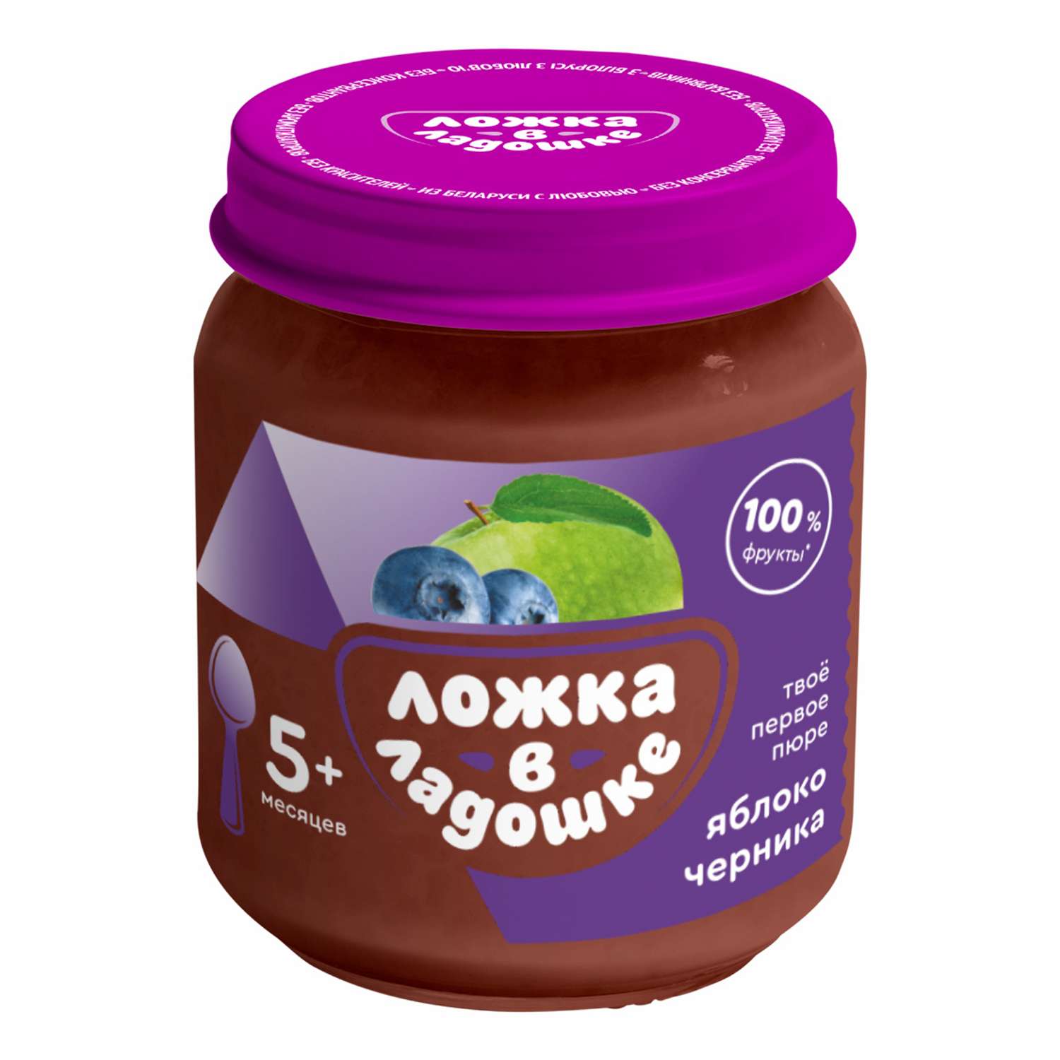 Пюре Ложка в ладошке Яблоки и черника с 5 мес 100 г - фото 1
