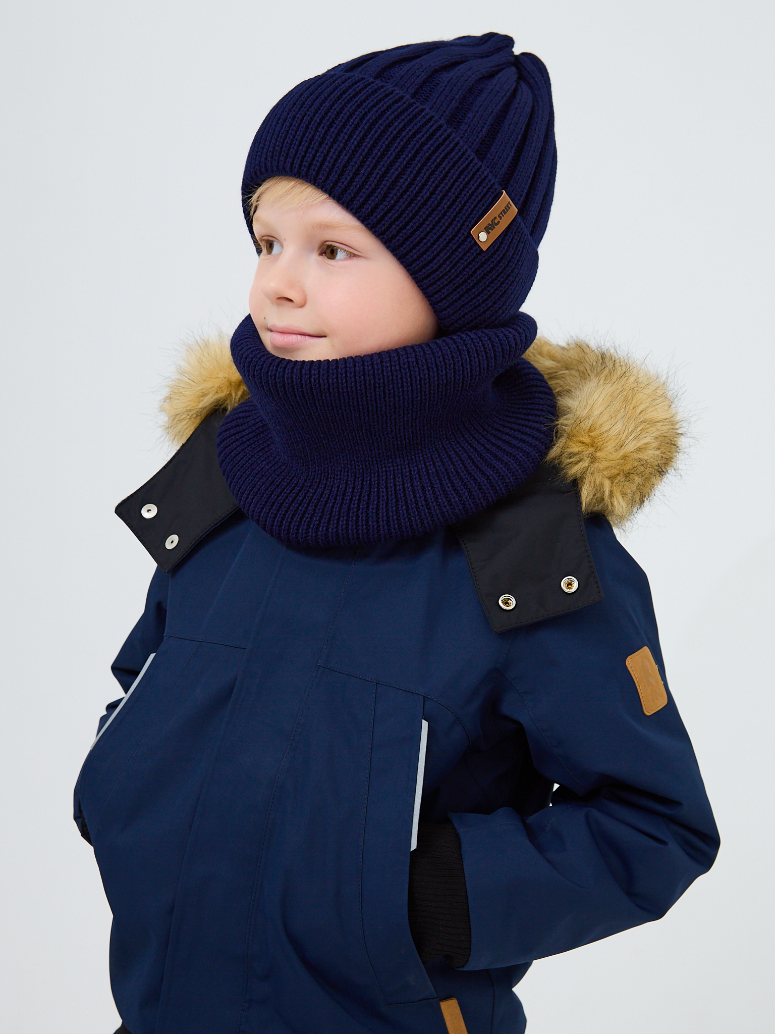 Шапка и снуд NYCkids NYC-H-54-WIDEstr-Dblue - фото 12