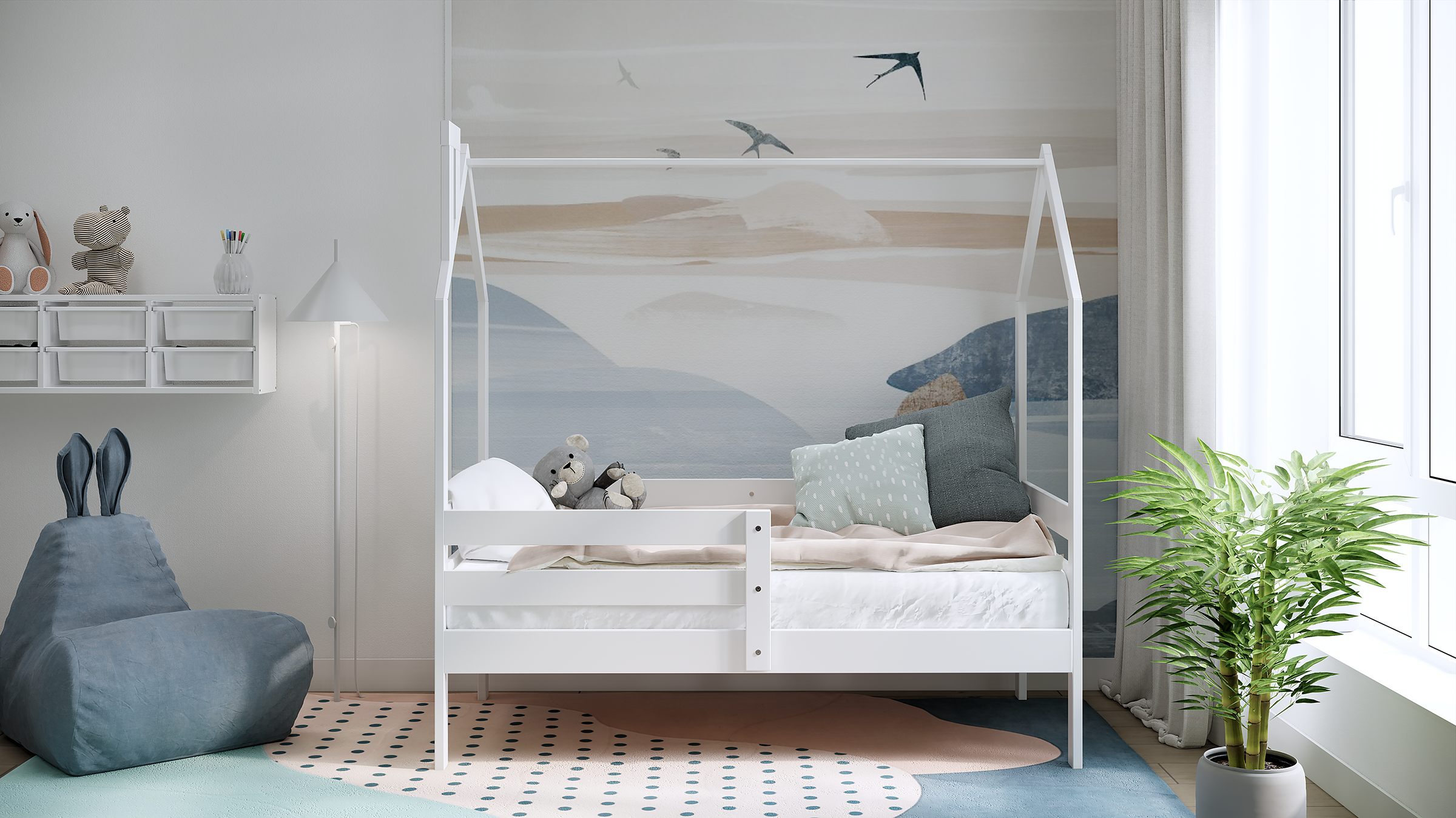 Кровать односпальная IKEA Ош (белый) - фото 2