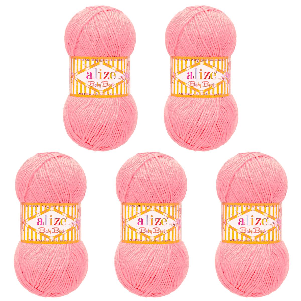 Пряжа для вязания Alize baby best бамбук акрил с эффектом антипиллинг 100 г 240 м 191 розовый 5 мотков - фото 6