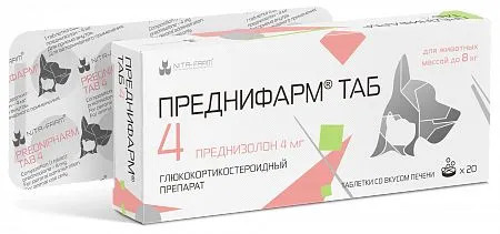 Таблетки для собак и кошек Nita-Farm Преднифарм гормональные 4мг 20таблеток - фото 1
