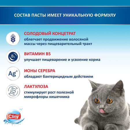 Паста для вывода шерсти Cliny сыр 75мл