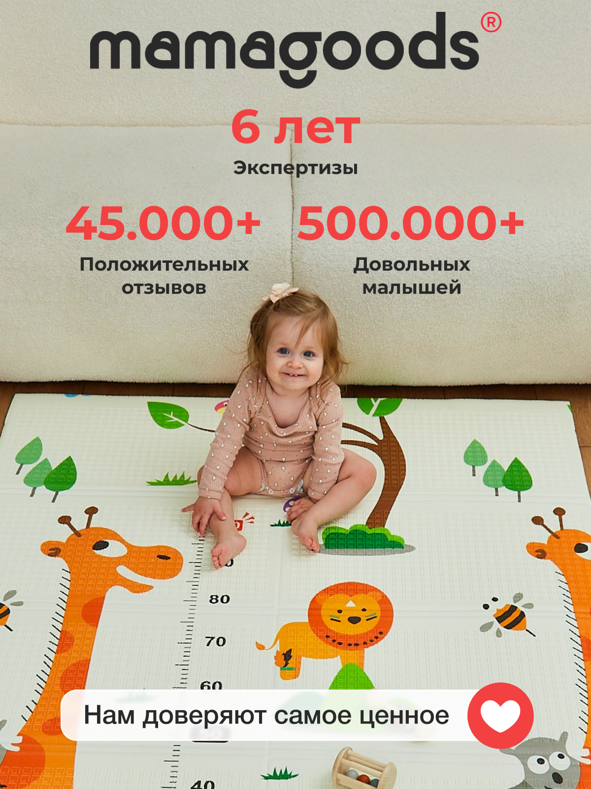 Детский складной коврик Mamagoods Жираф и поезда 120 x 180 см 1 шт. - фото 12