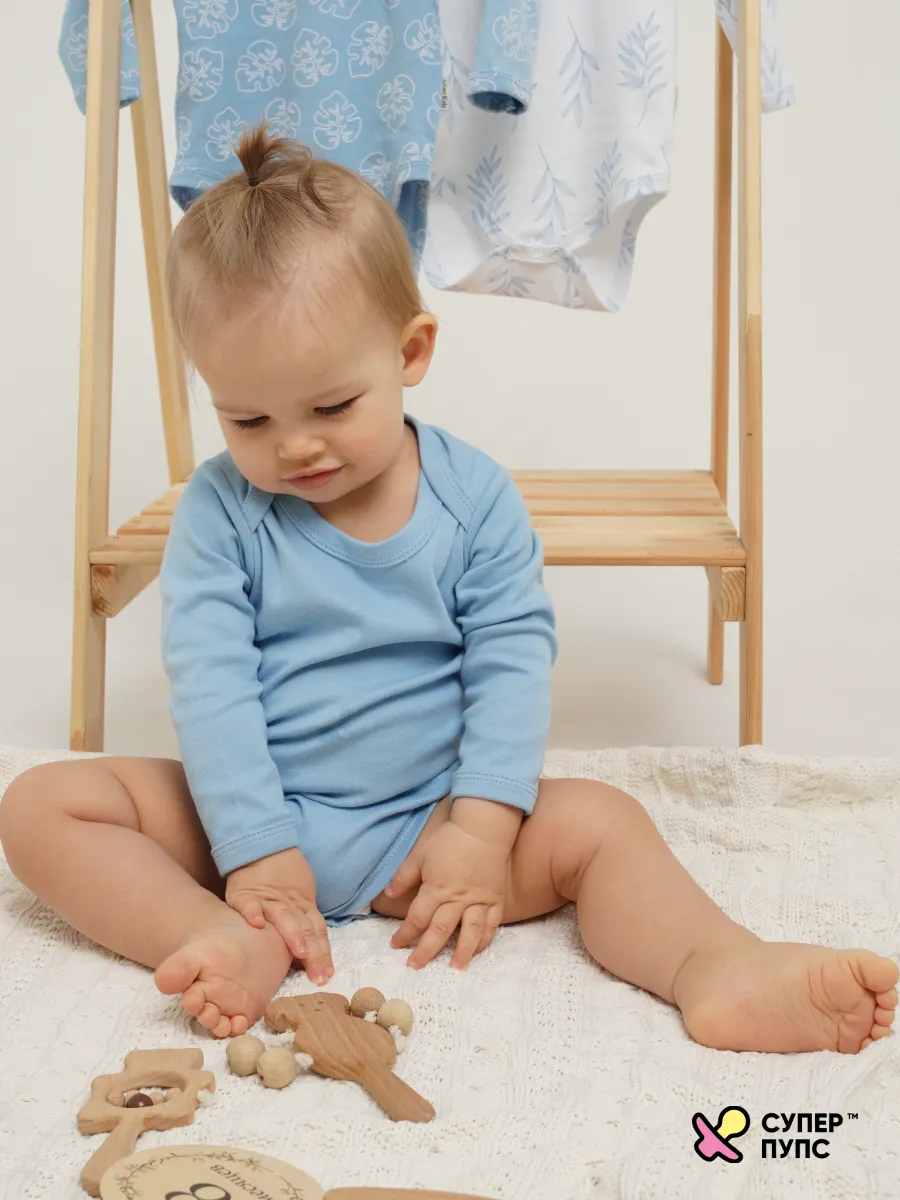 Боди 3 шт Супер Пупс нбр/3пр/бд/sk20/синийлисточкиветочки - фото 17