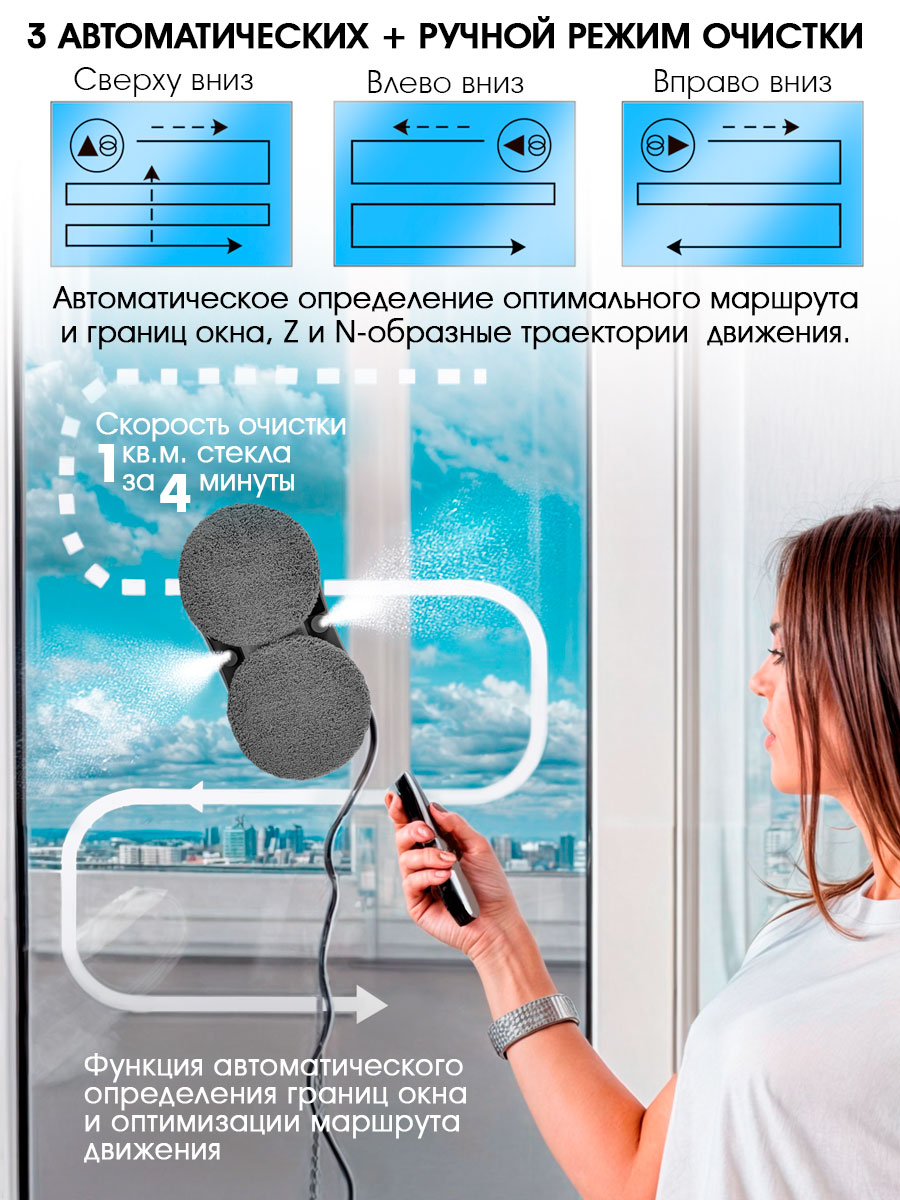 Робот-мойщик окон ENDEVER Skyclean-102 вакуумный 72 Вт 40 мин белый - фото 5