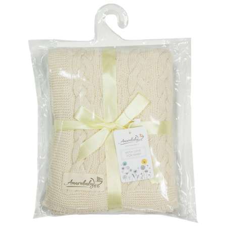 Плед Amarobaby Care Line Коса вязаный Бежевый