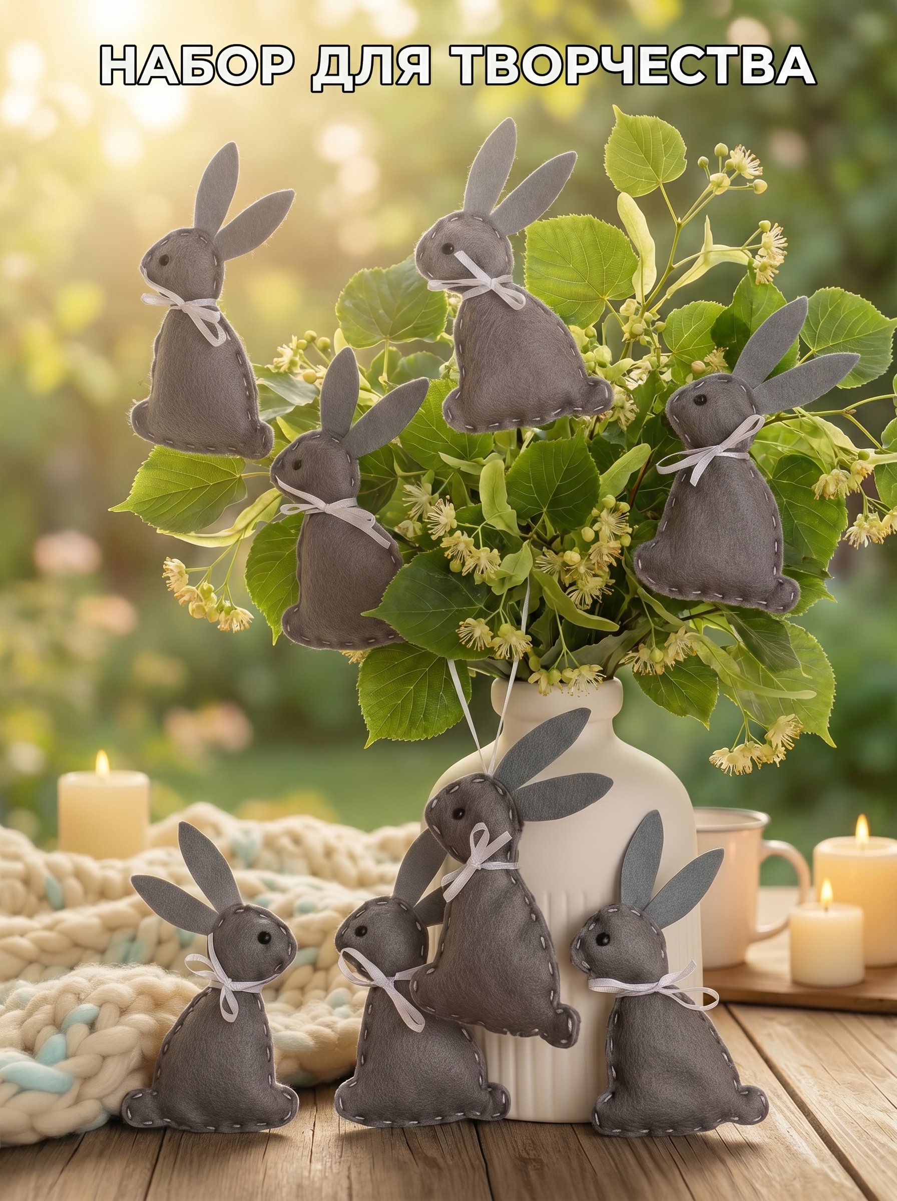 Набор для творчества HappyLine шитье Фетровые зайчики - фото 1