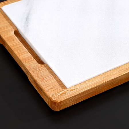 Блюдо для подачи MAGISTRO Marble, 36×23 см, мрамор, бамбук