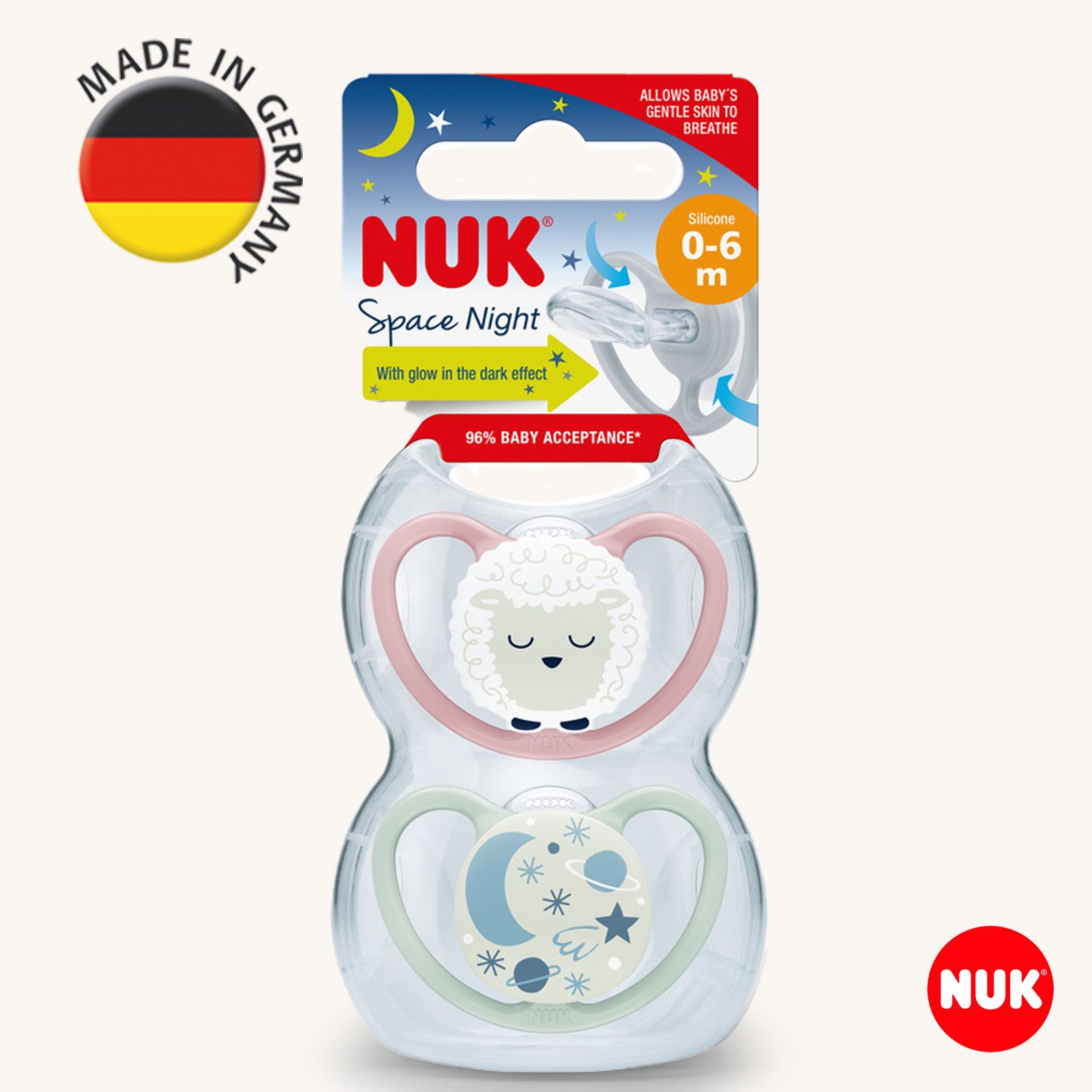 Пустышка Nuk силикон ортодонтическая от 0 мес. 2 шт. - фото 1