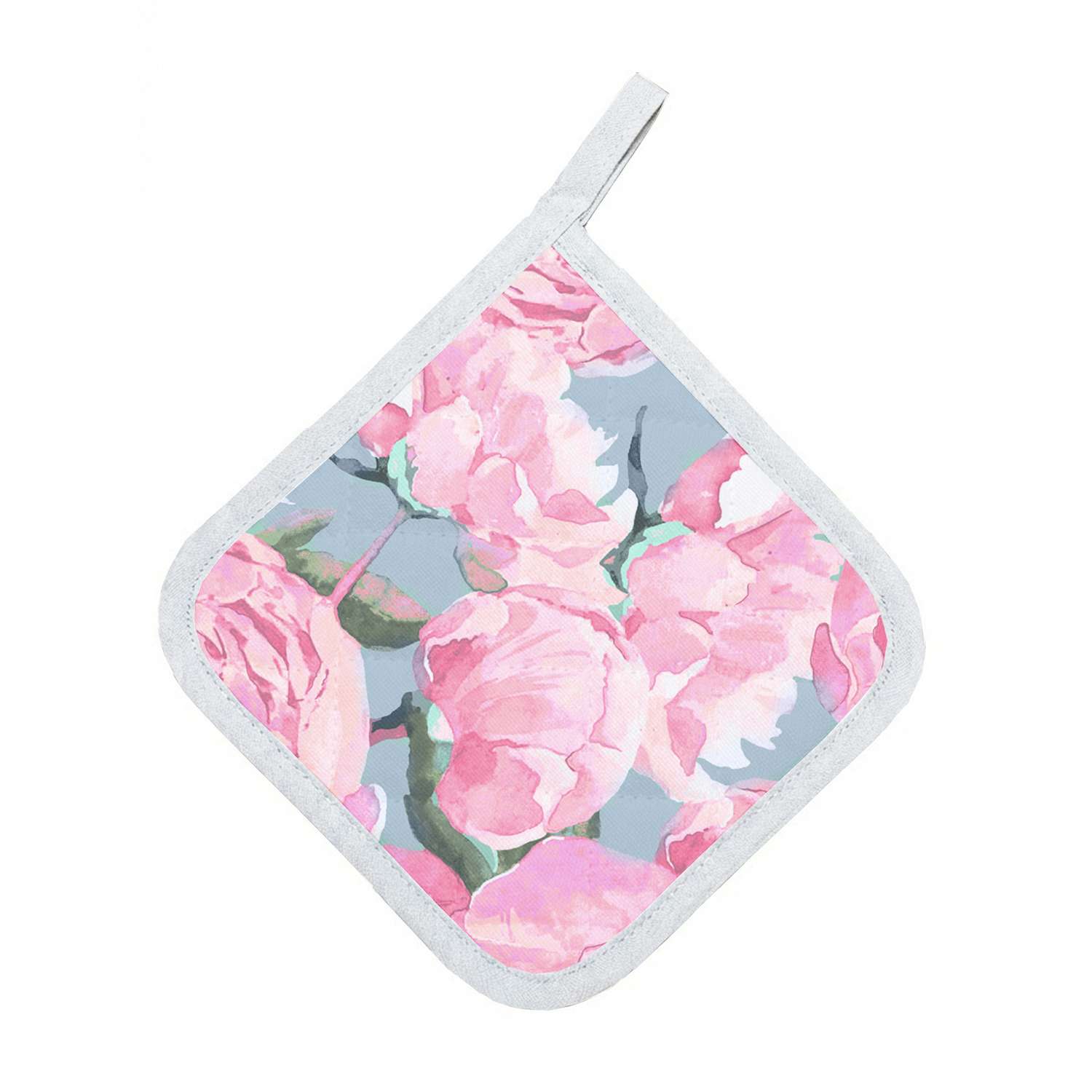 Прихватка стеганая Русский дом Пионы 18*18см - фото 1