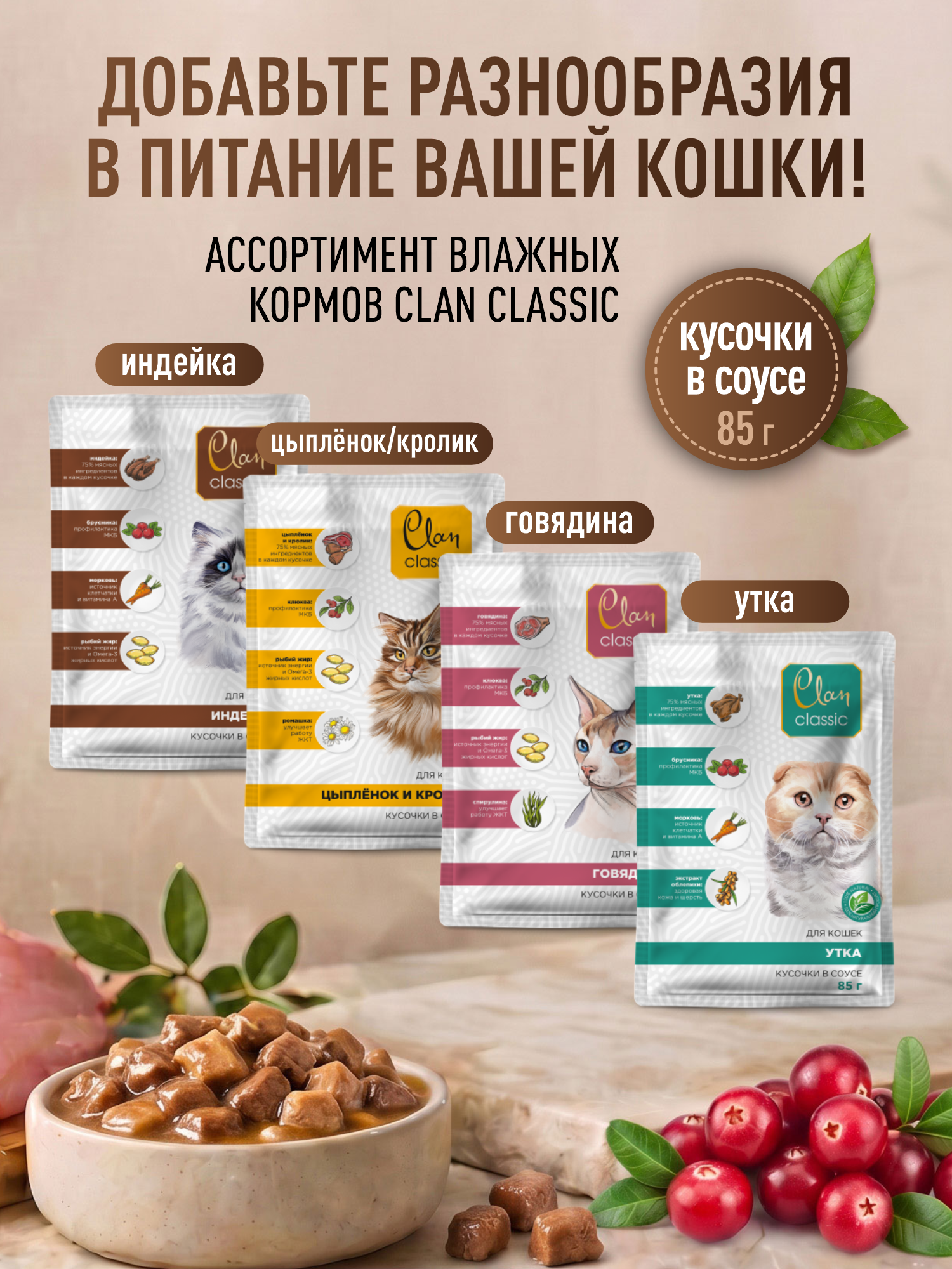 Корм для кошек сухой для стерилизованных Clan Classic Sterilized 30/14 индейка 10кг - фото 7