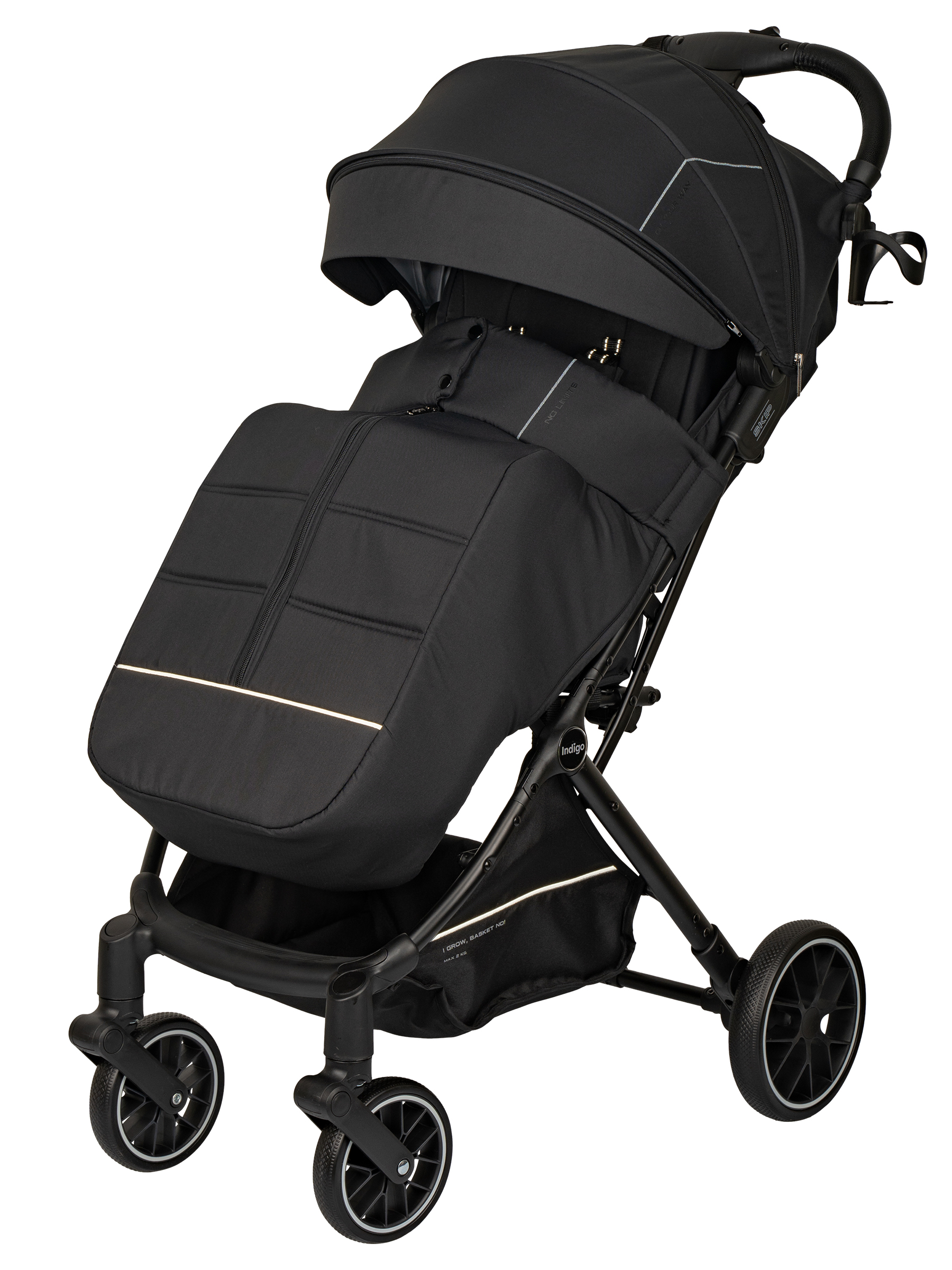 Коляска прогулочная Indigo Skip для путешествий, черный черный - фото 11