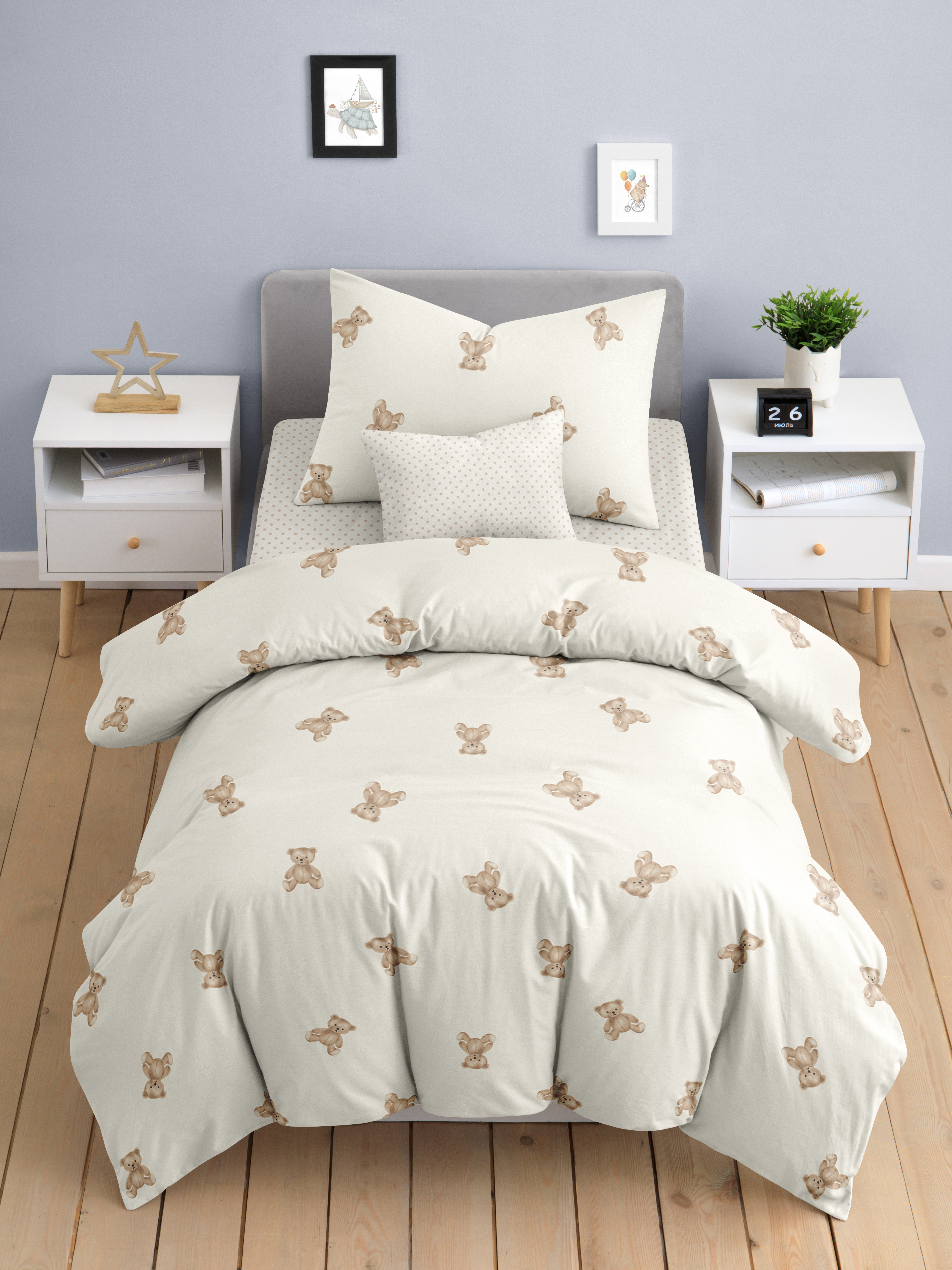 Комплект постельного белья Ночь Нежна Тедди полутораспальный 3 предм. - фото 1