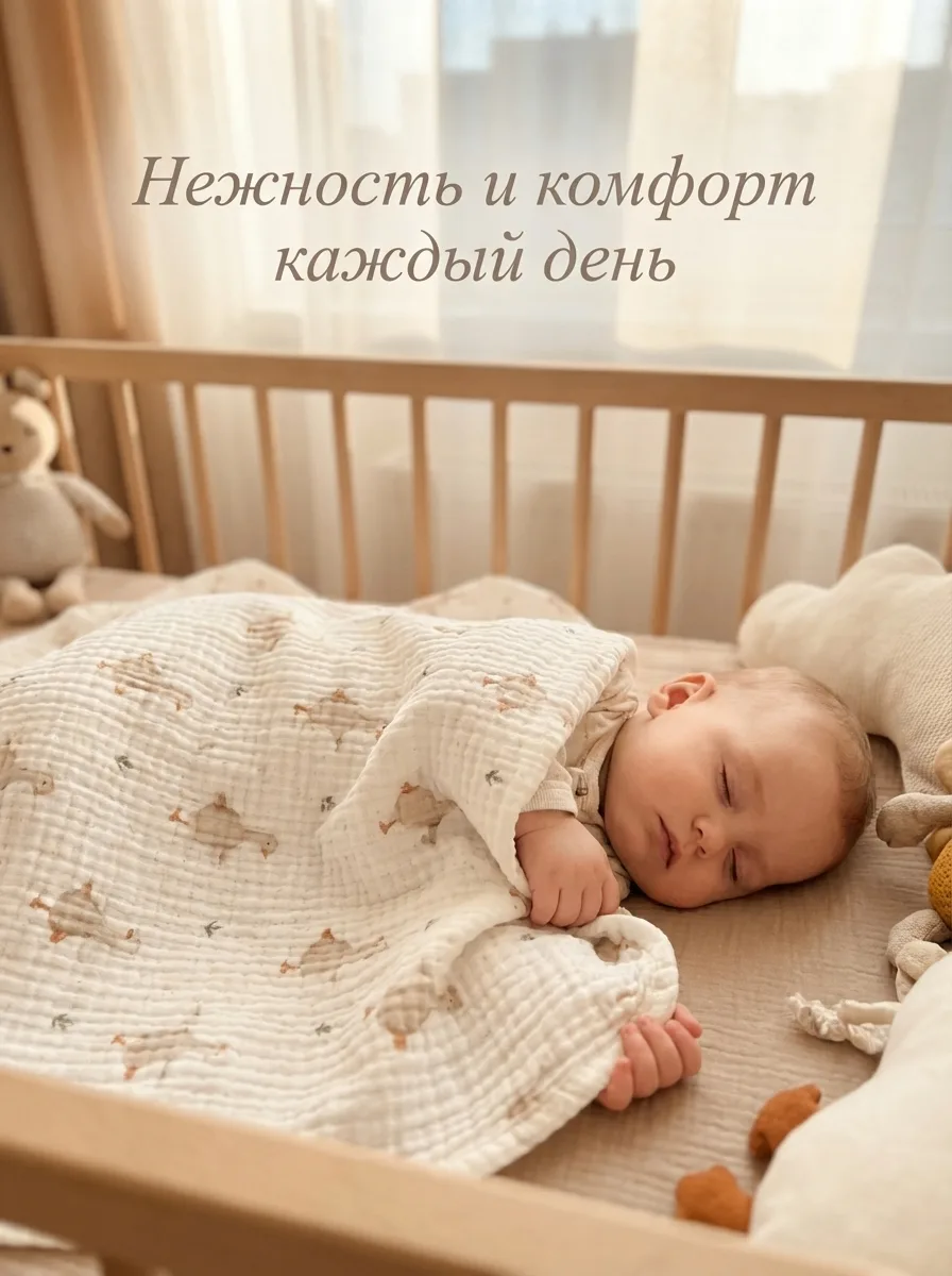 Плед Сонный ежик Муслиновый хлопок 80 x 110 см - фото 11