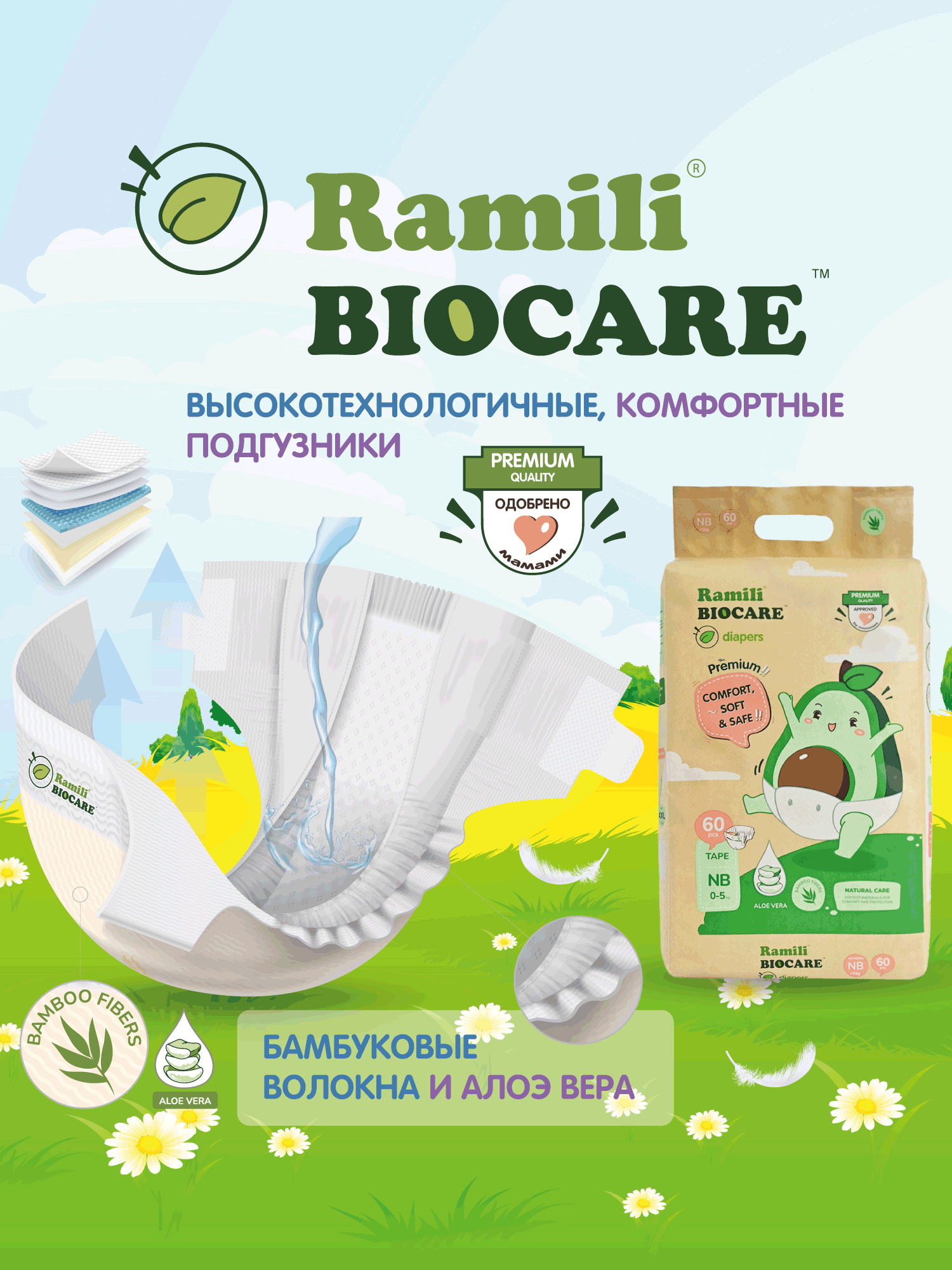 Подгузники Ramili Premium для новорожденных 0 (0-5) 60 шт. - фото 2