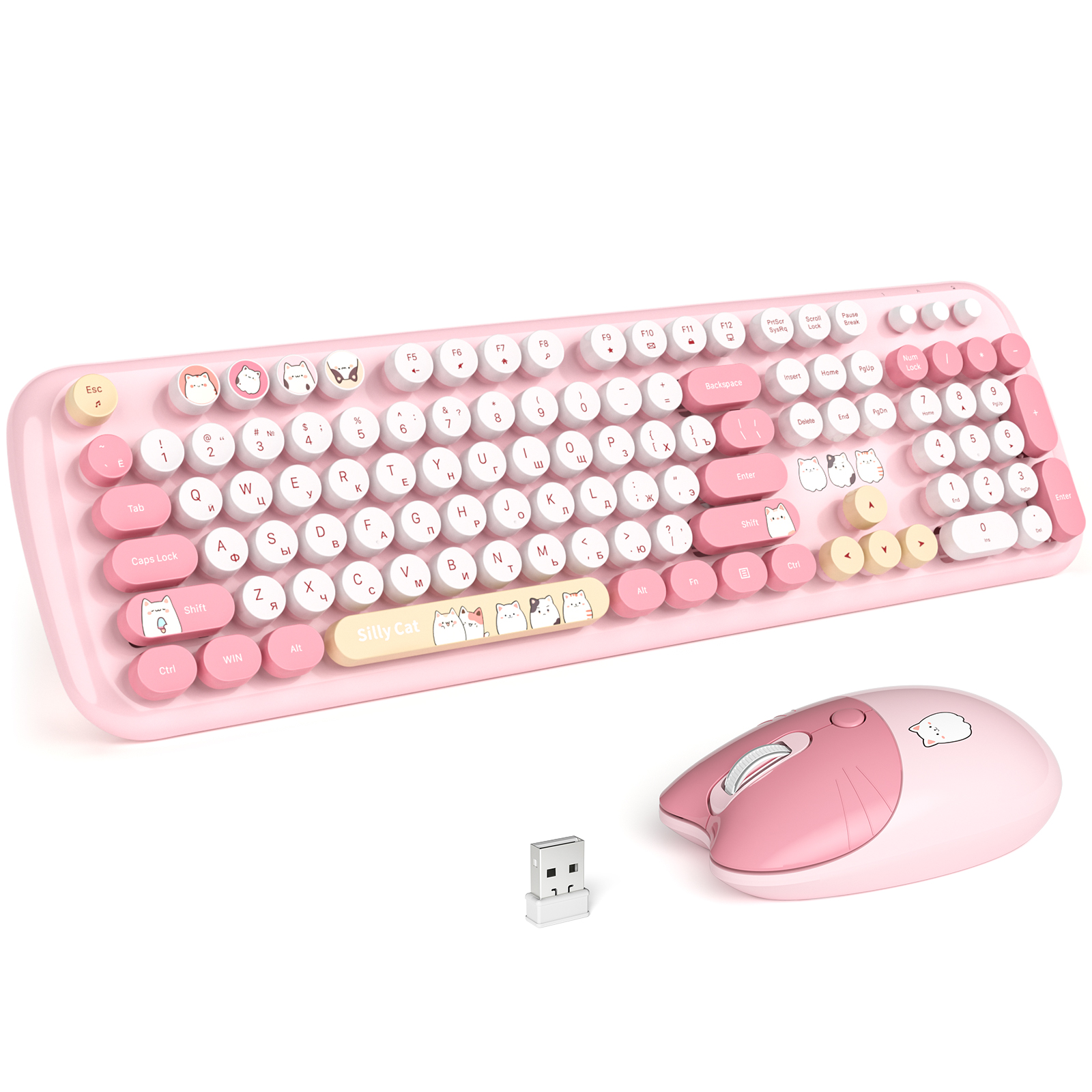 Беспроводной комплект клавиатура + мышь MOFii MOFii SMK-648M3AG Pink - фото 1