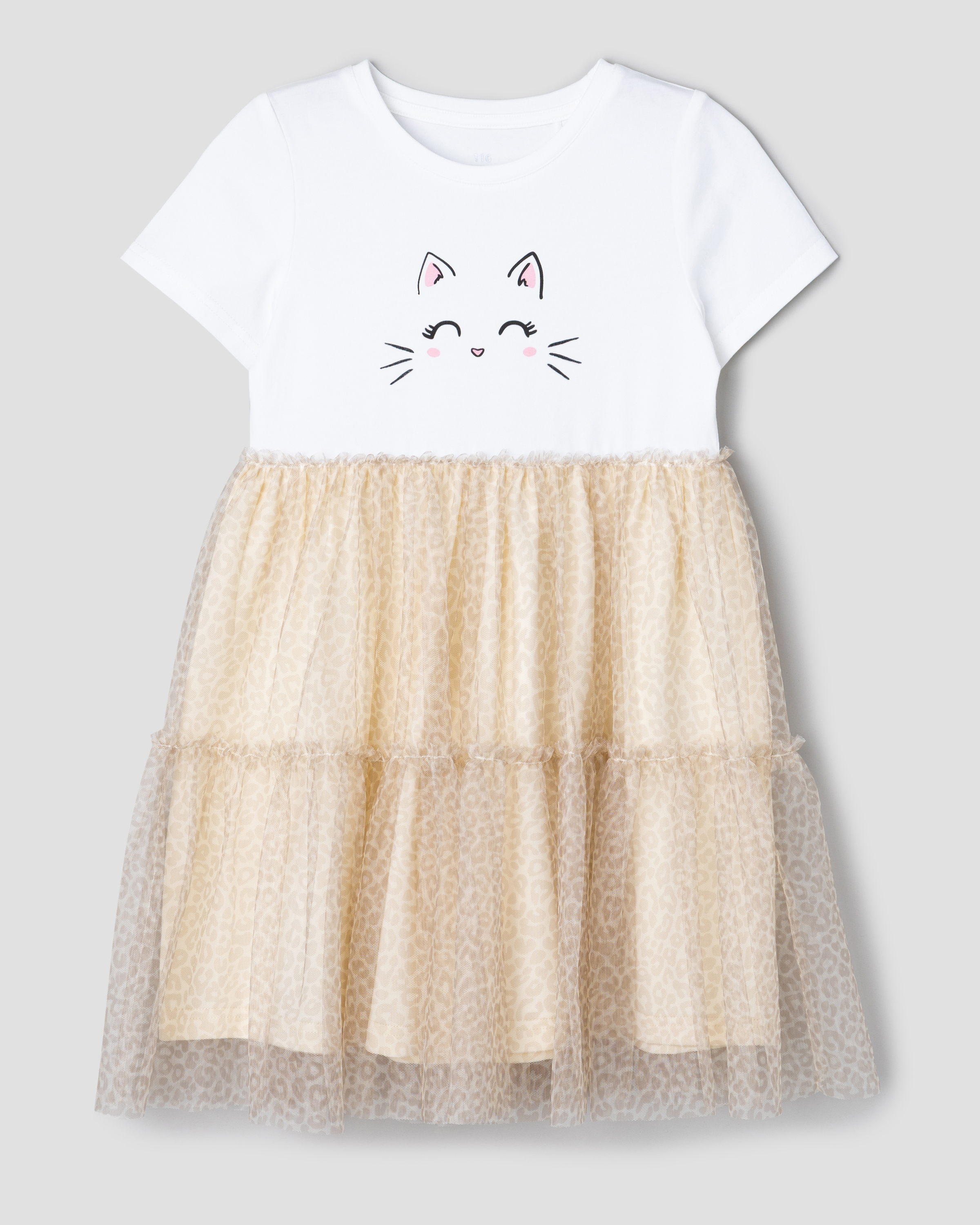 Изображение товара Платье для девочки Futurino с цветным принтом и леопардовой юбочкой 92