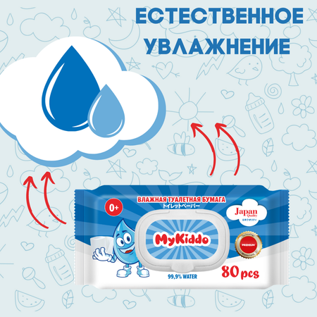Влажная туалетная бумага MyKiddo 80 шт.