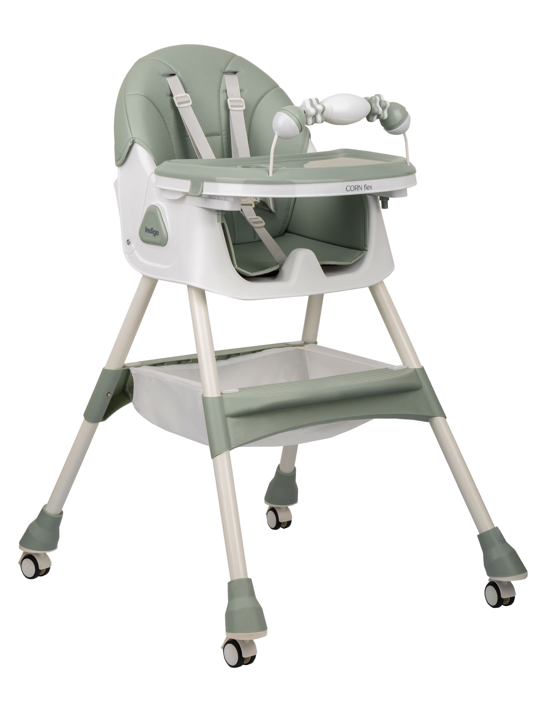 Стульчик для кормления Indigo Corn Flex зеленый-серый - фото 1