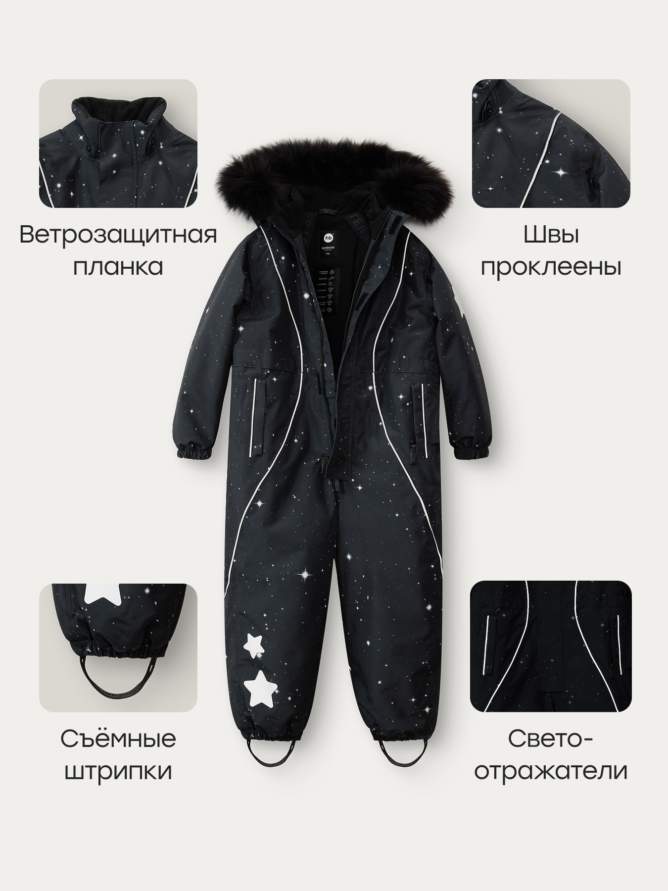 Комбинезон Happy Baby 89113-1_black(starry sky) - фото 3