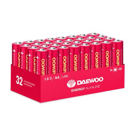 Батарейки алкалиновые DAEWOO Energy alkaline АА LR6 Пальчиковые 32 шт LR6EA-HB32