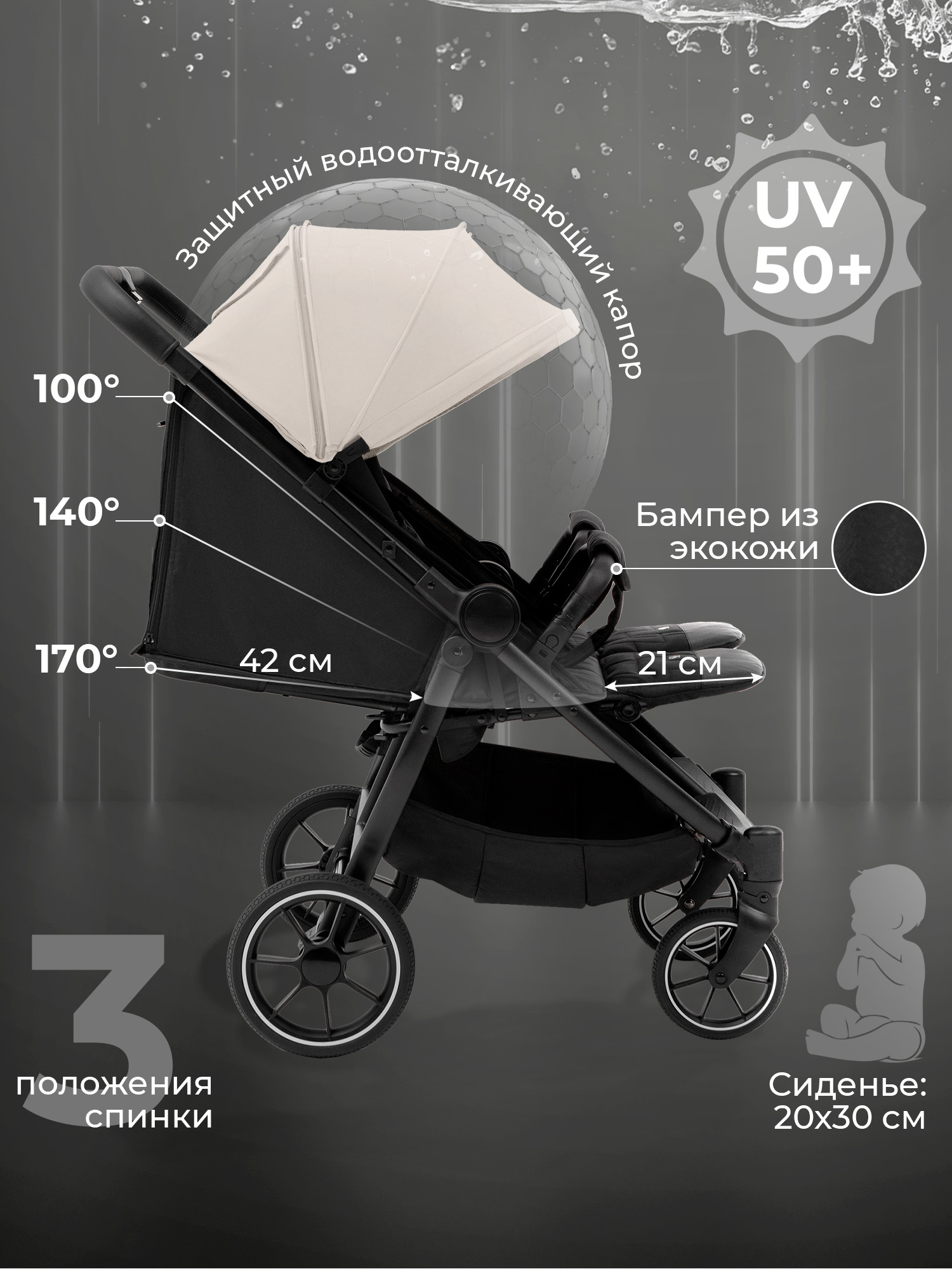 Коляска прогулочная для двойни Sweet Baby Donna серый - фото 3