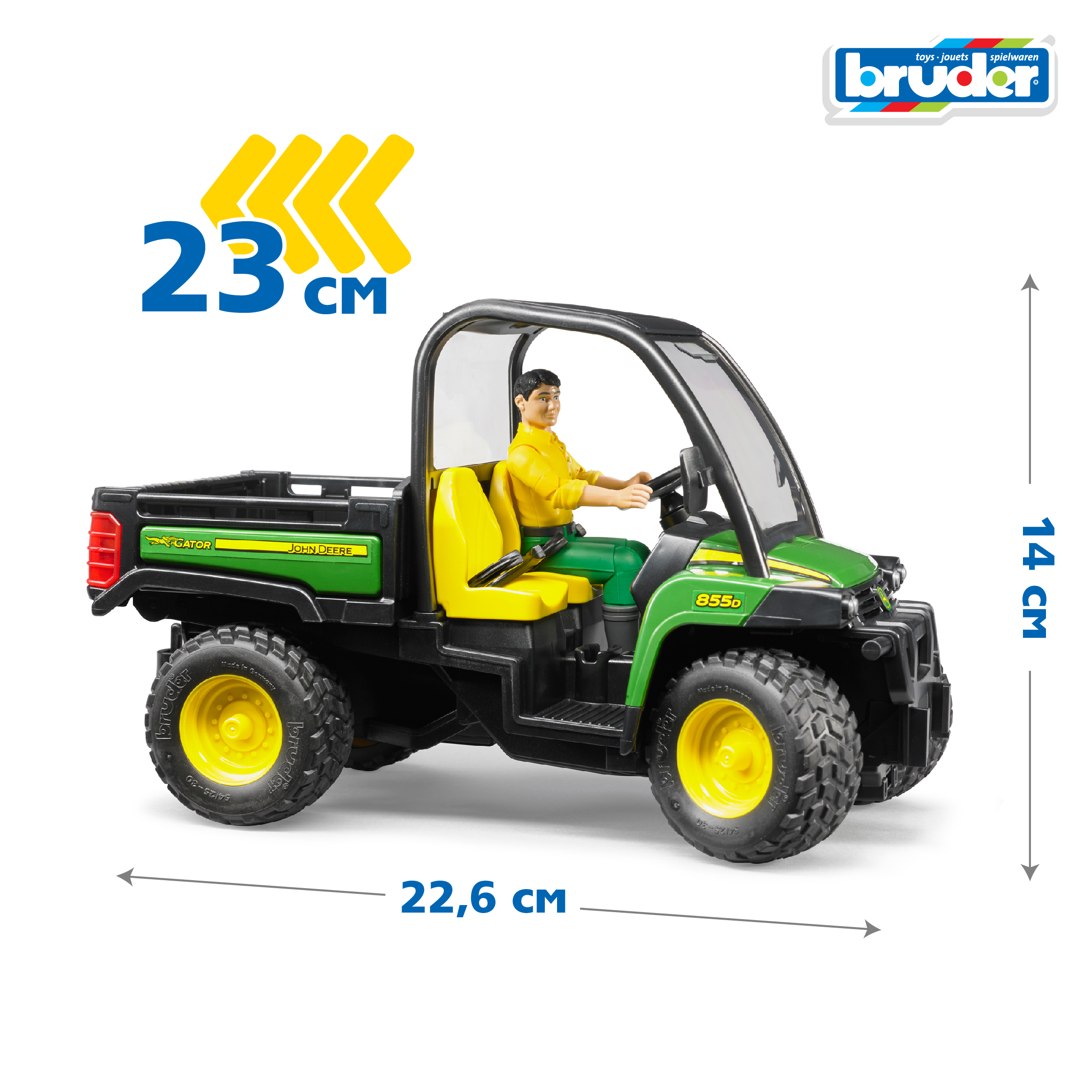 Самосвал Bruder John Deere Gator XUV 855D с водителем 1:16 02-490 - фото 2