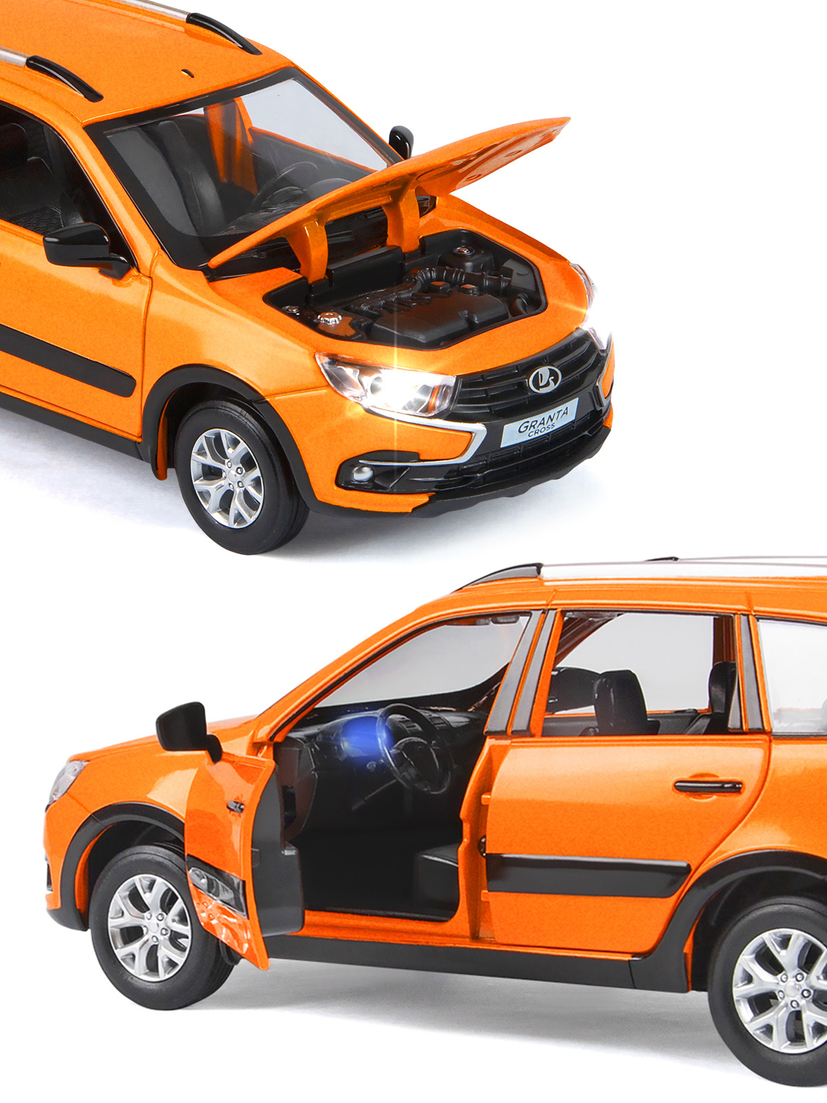 Автомобиль АВТОпанорама LADA Granta Cross 1:24 оранжевый JB1251207 - фото 10