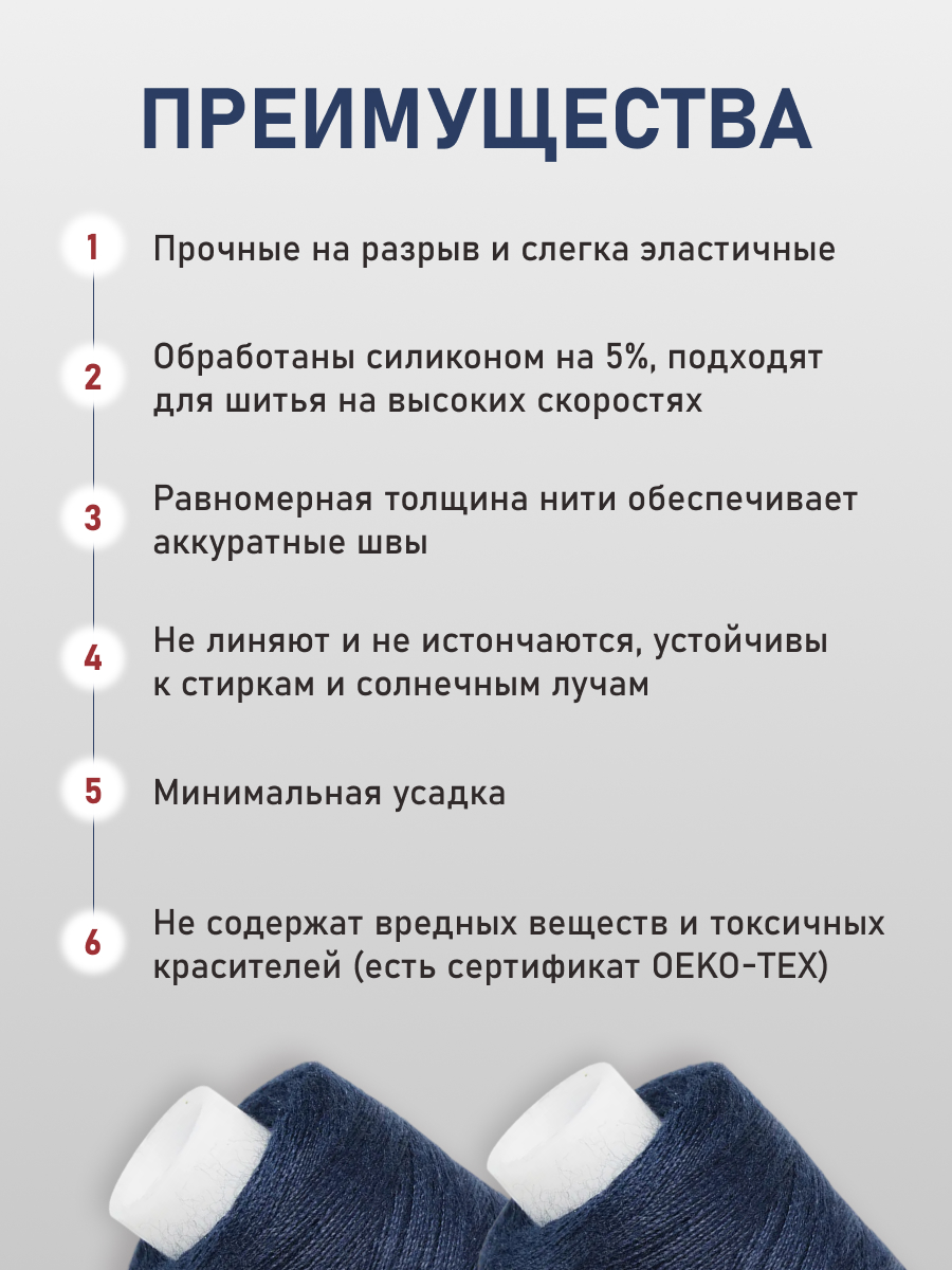 Нитки для шитья 40/2 Bestex 10шт цв 99 - фото 3