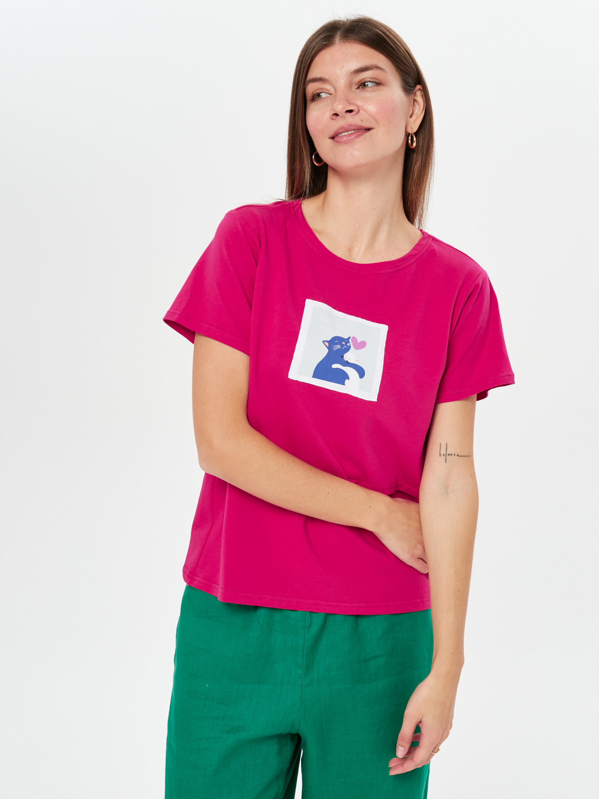 Футболка для беременных и кормящих Proud Mom ФКОТ-0300-фуксия - фото 8