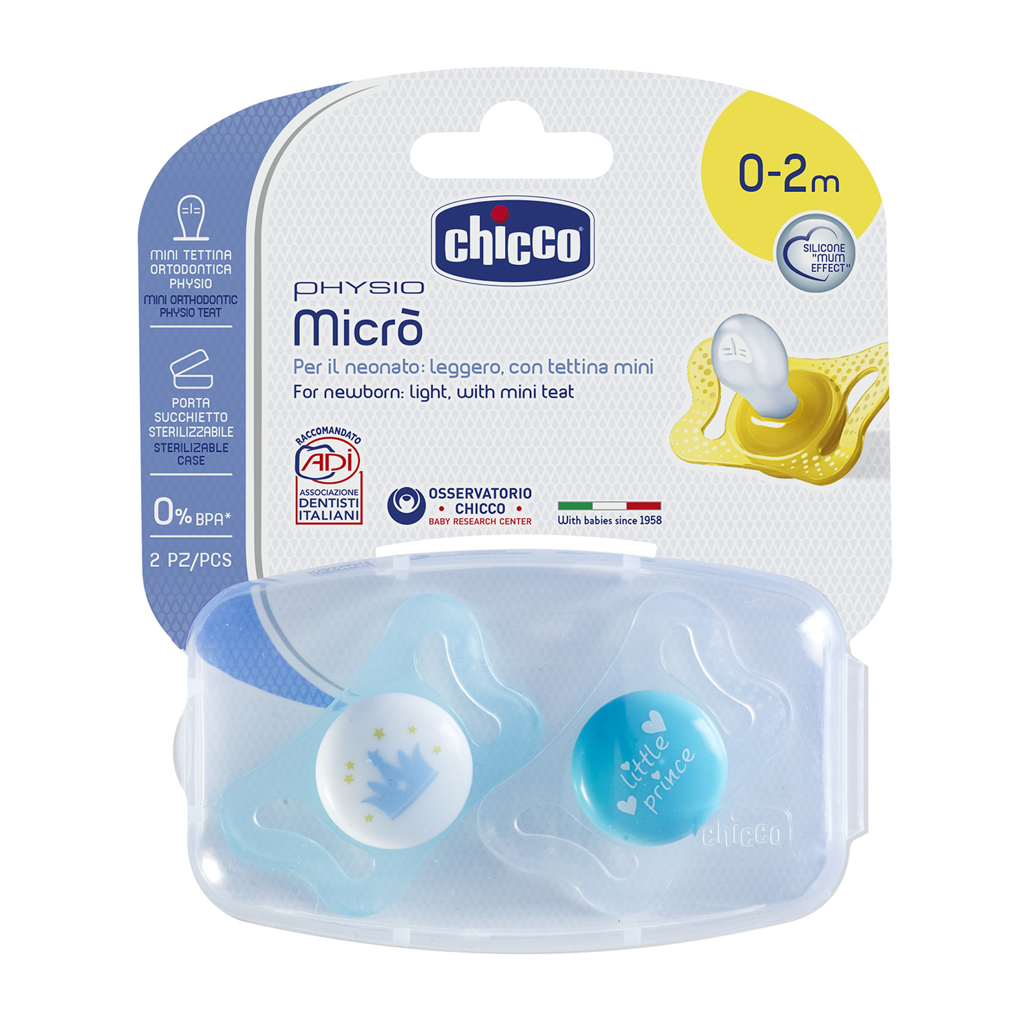 Пустышка Chicco силикон ортодонтическая от 0 мес. 2 шт. - фото 1