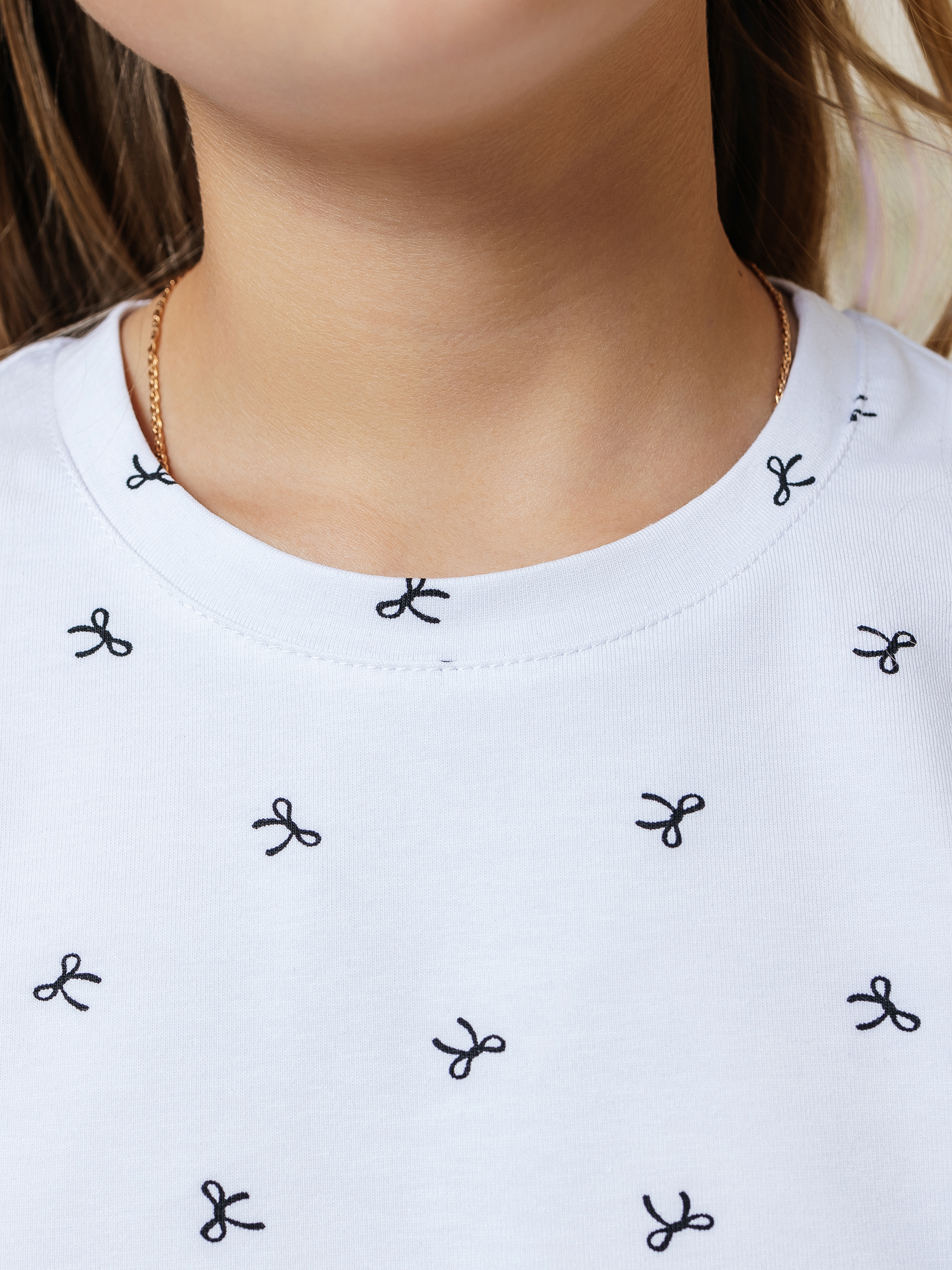 Лонгслив Селтекс Ю_ДК68 белый/бантик мини черный - фото 3