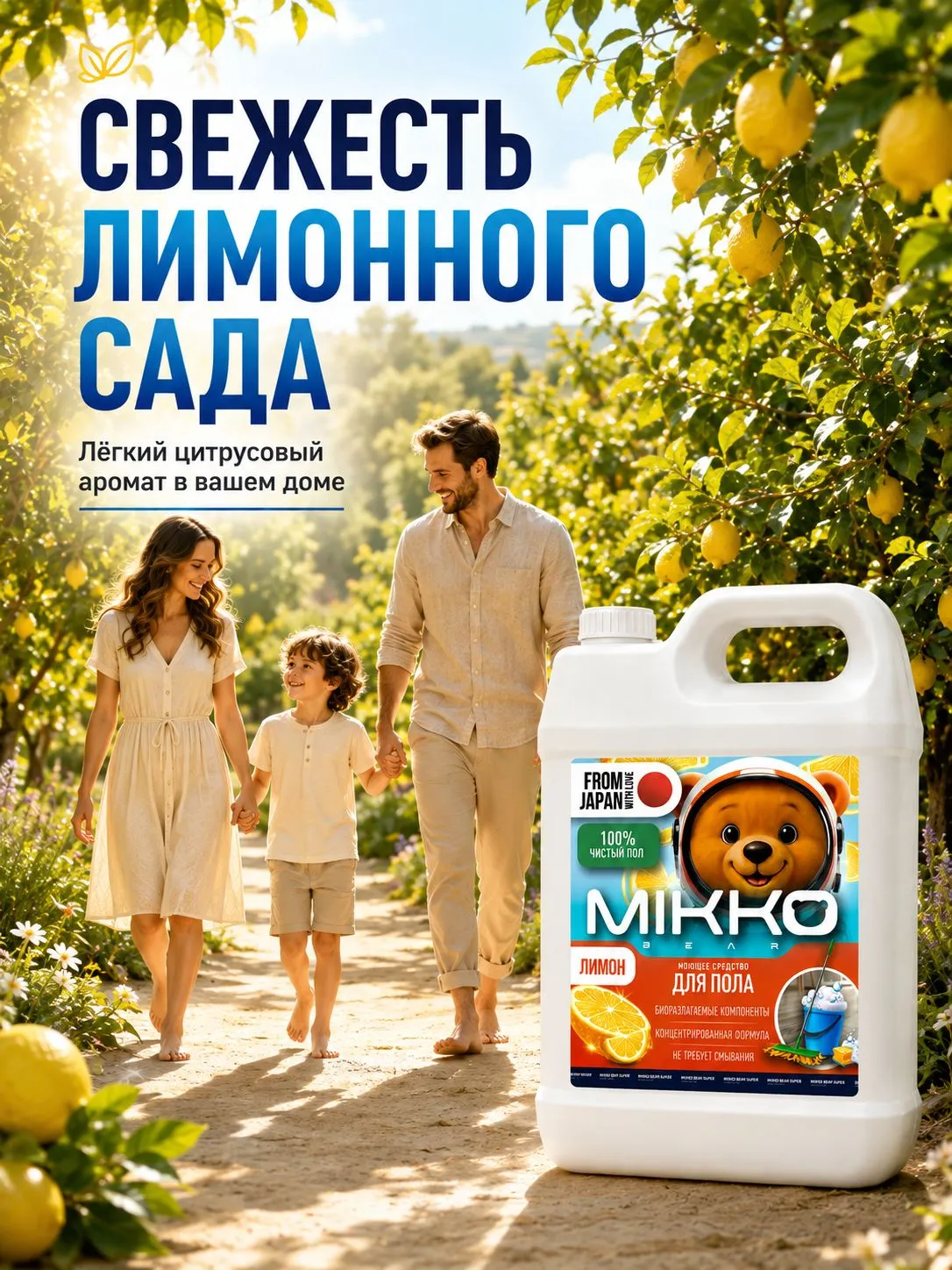 Моющее средство Mikko Bear с ароматом Лимон 5000 мл для пола и покрытий - фото 3