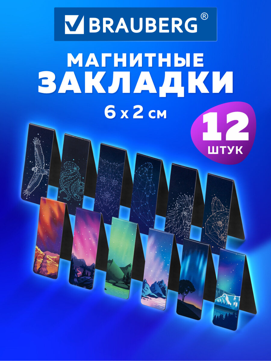 Магнитная закладка Brauberg 12 шт. - фото 1