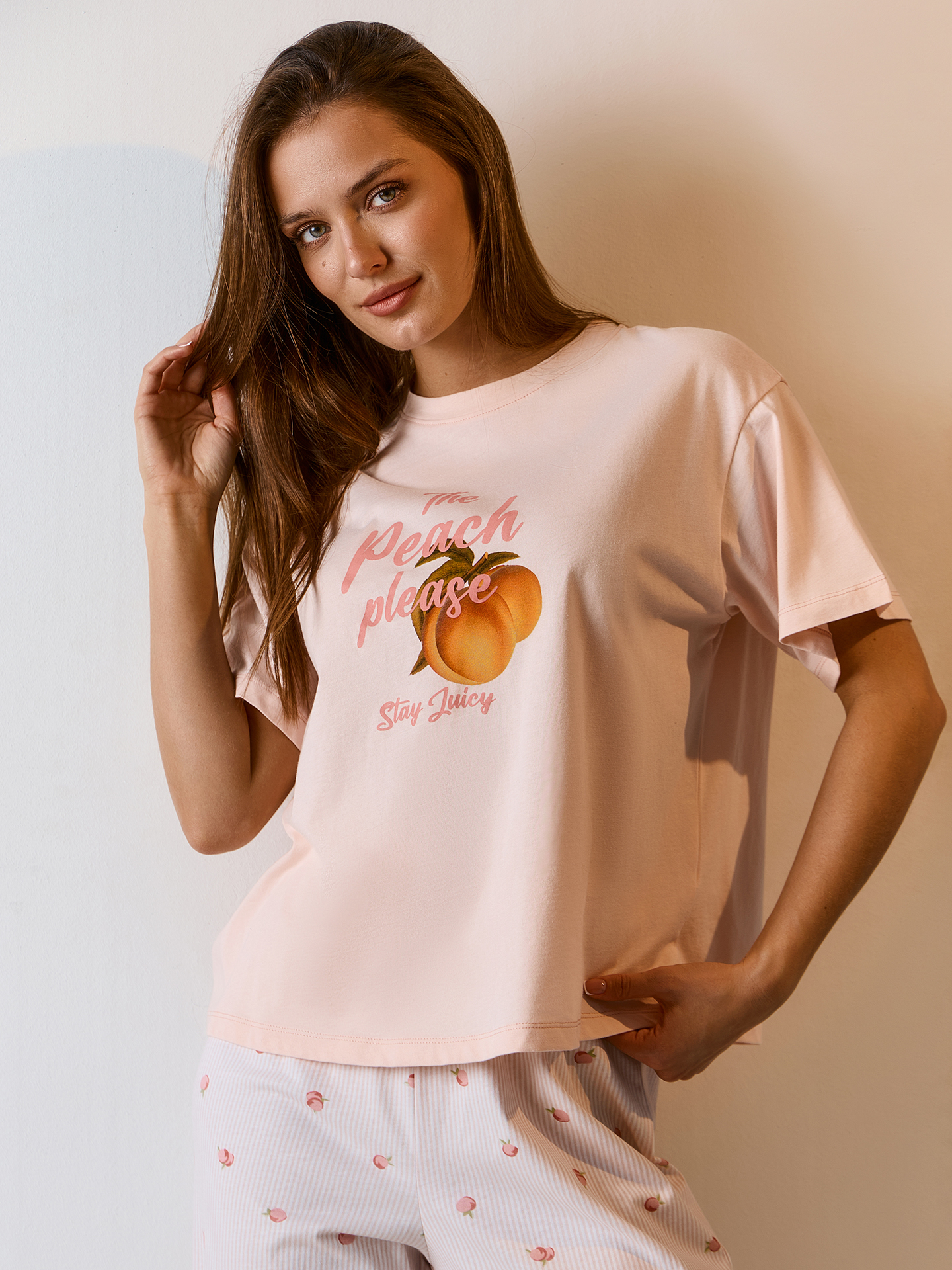 Пижама Mark Formelle (Марк Формэль) 592600/нежно -розовый +персики на н.розовой полоске - фото 11