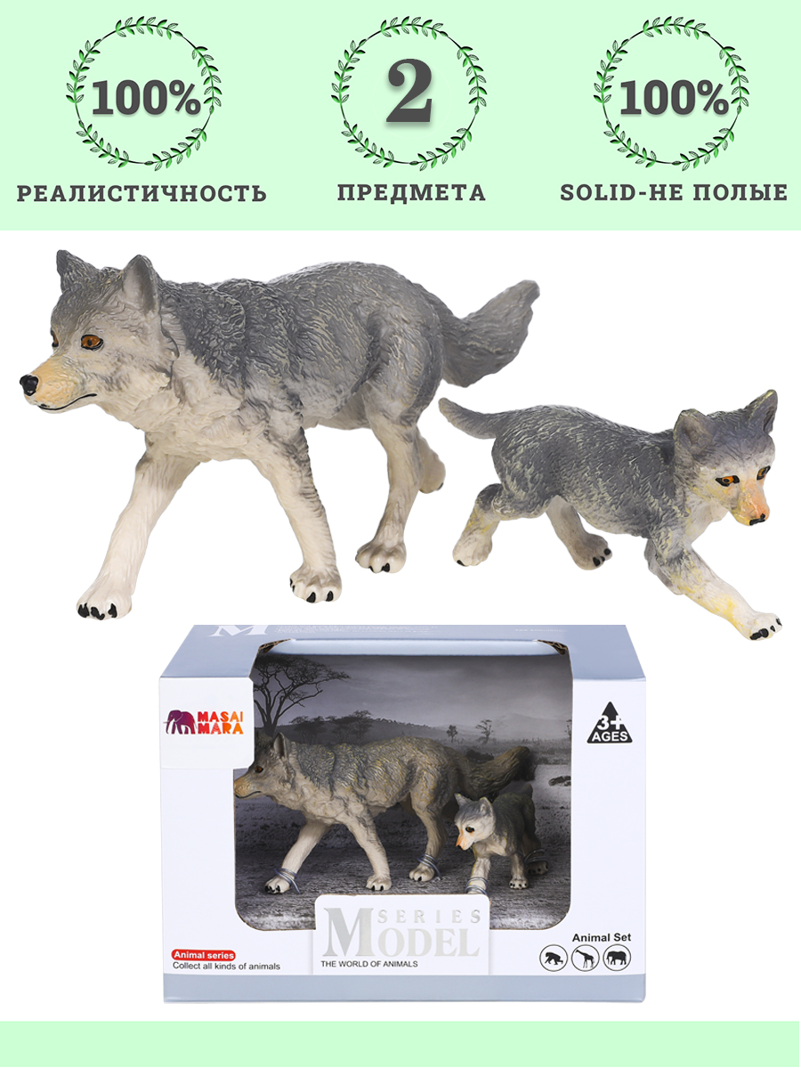 Игровой набор Masai Mara Семья серых волков - фото 1