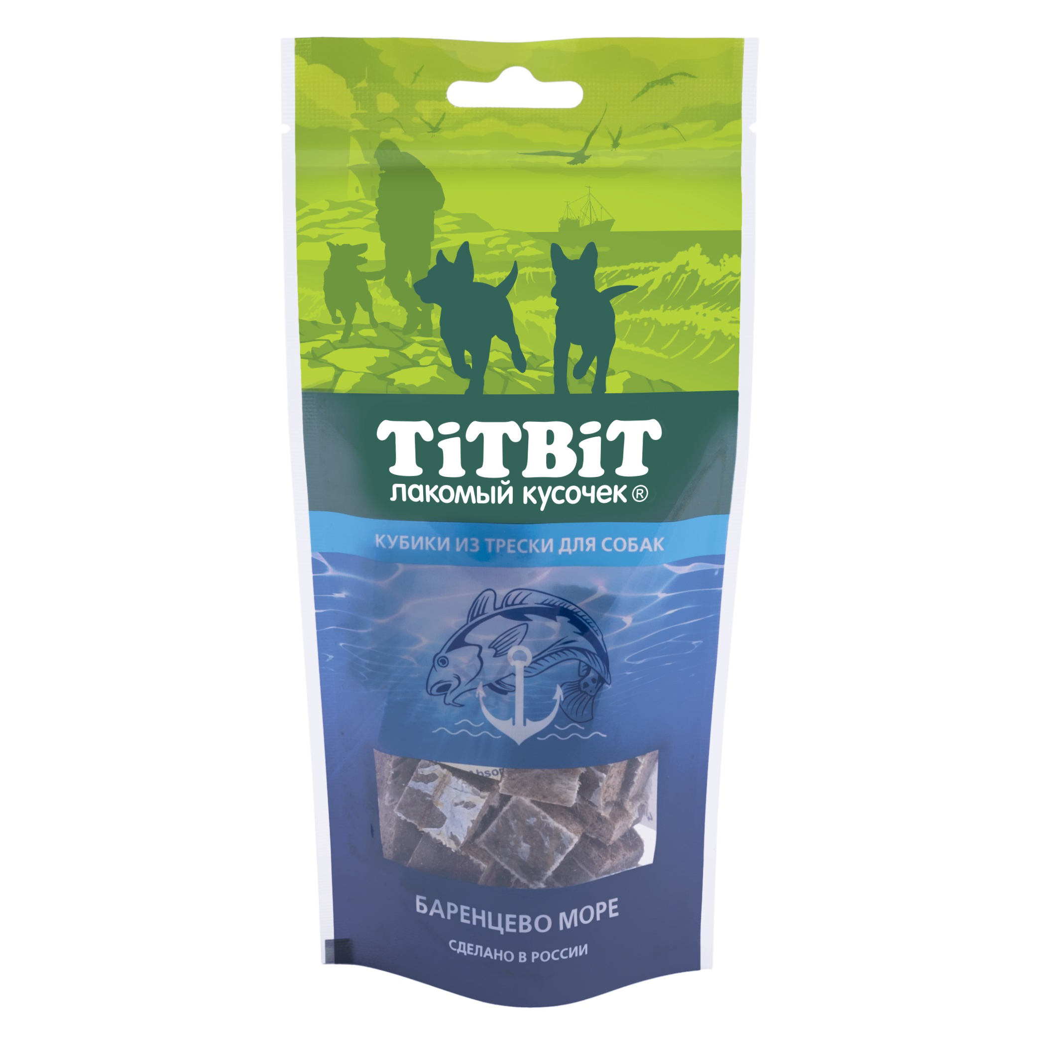 Лакомство для собак TITBIT кубики из трески 75г - фото 1