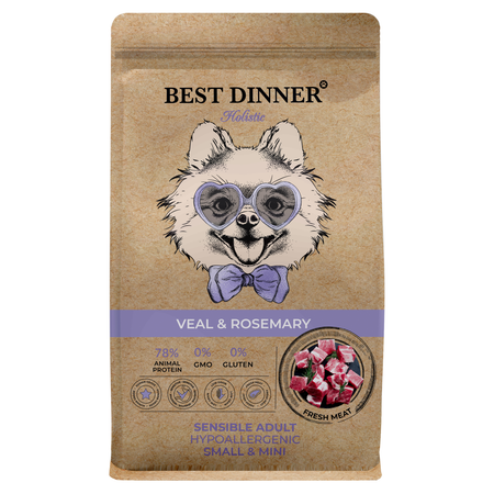 Сухой корм для мелких собак Best Dinner холистик с Телятиной и розмарином, 3 кг