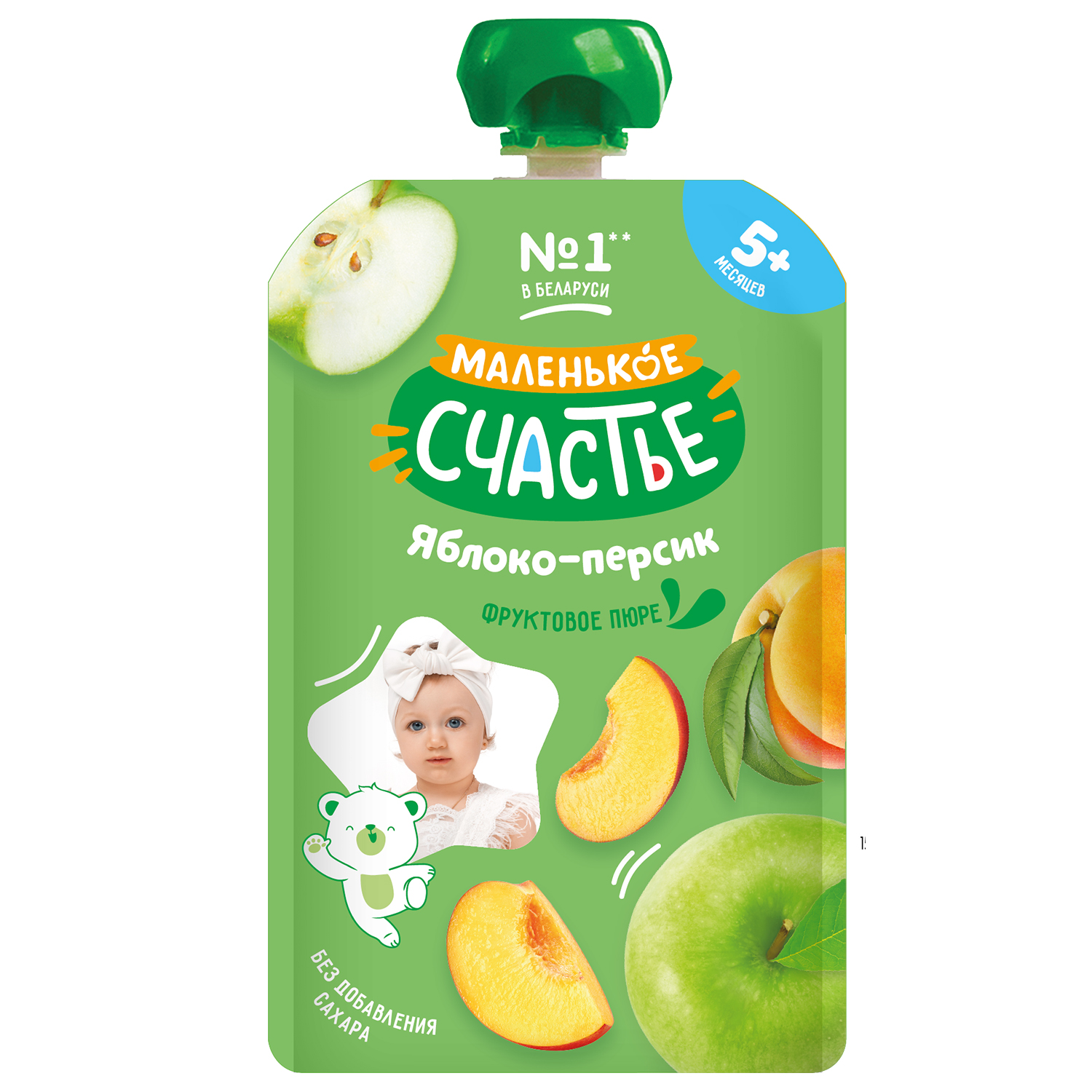 Пюре Маленькое счастье Яблоко-персик с 5 мес 90 г - фото 1