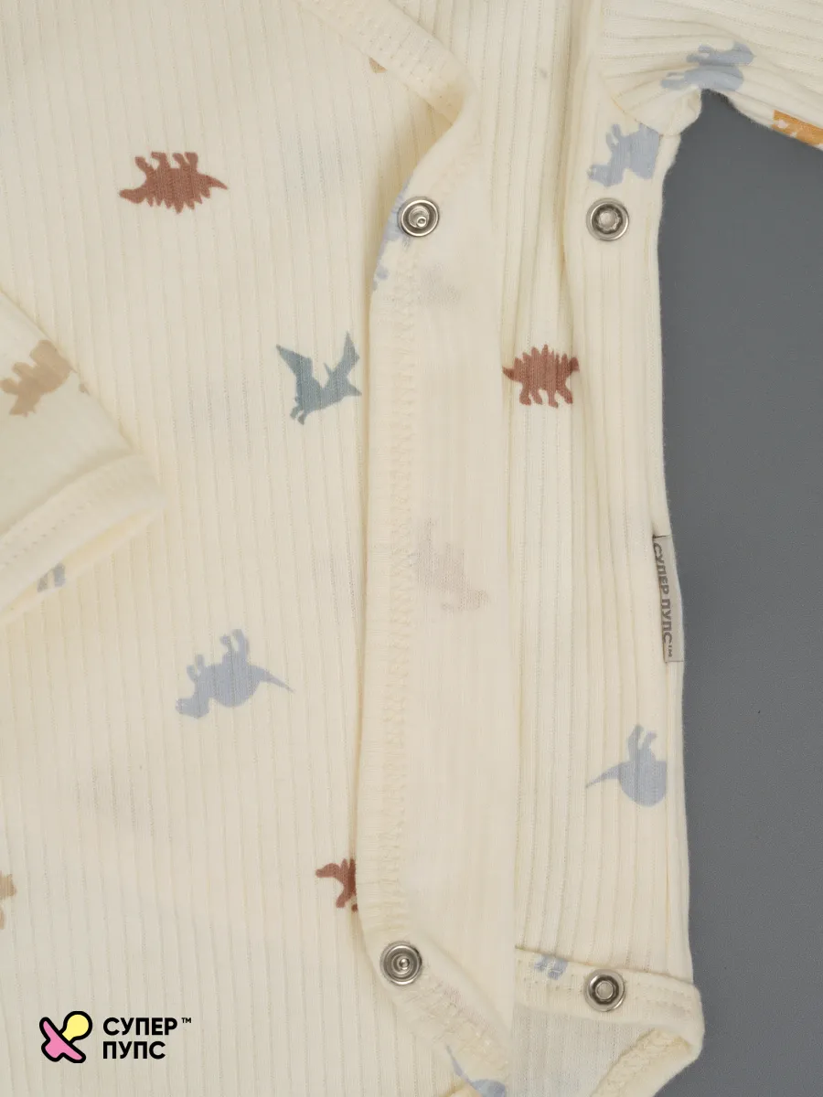 Боди 3 шт Супер Пупс нбр/3пр/бд/зап/полосатыединозавры - фото 12